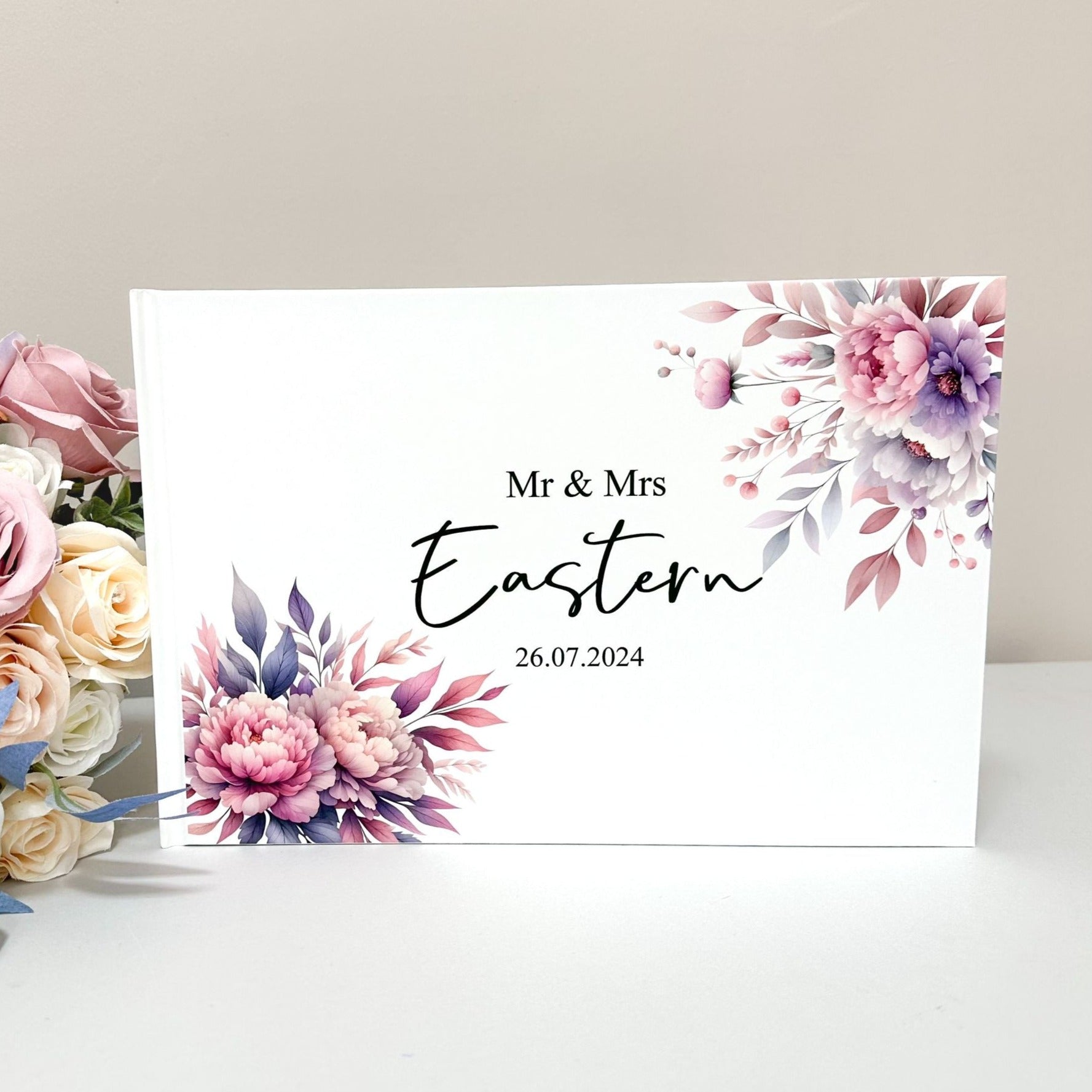 Pink & Purple Peony Guestbook