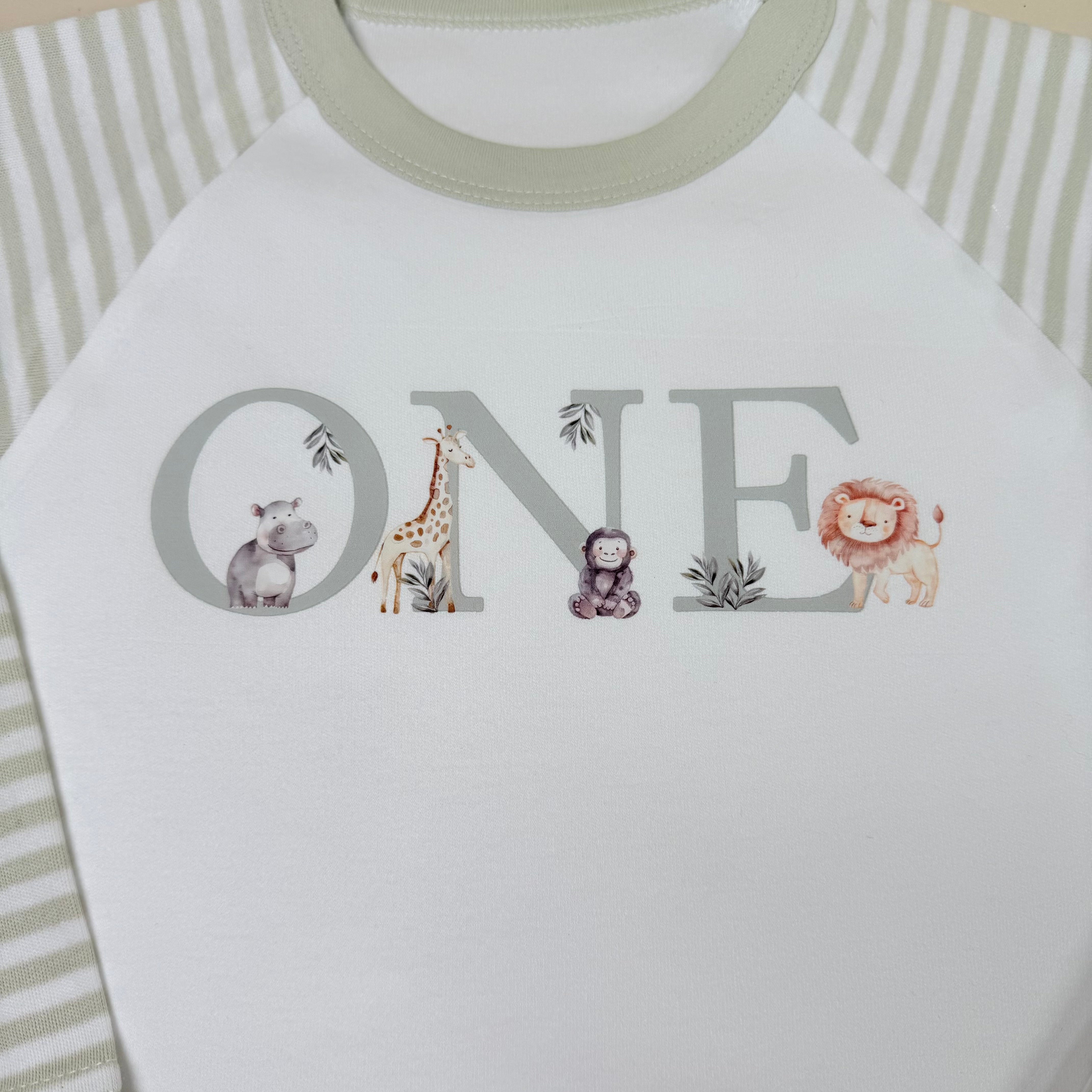 Sage Green Striped - Children's Birthday Pyjamas