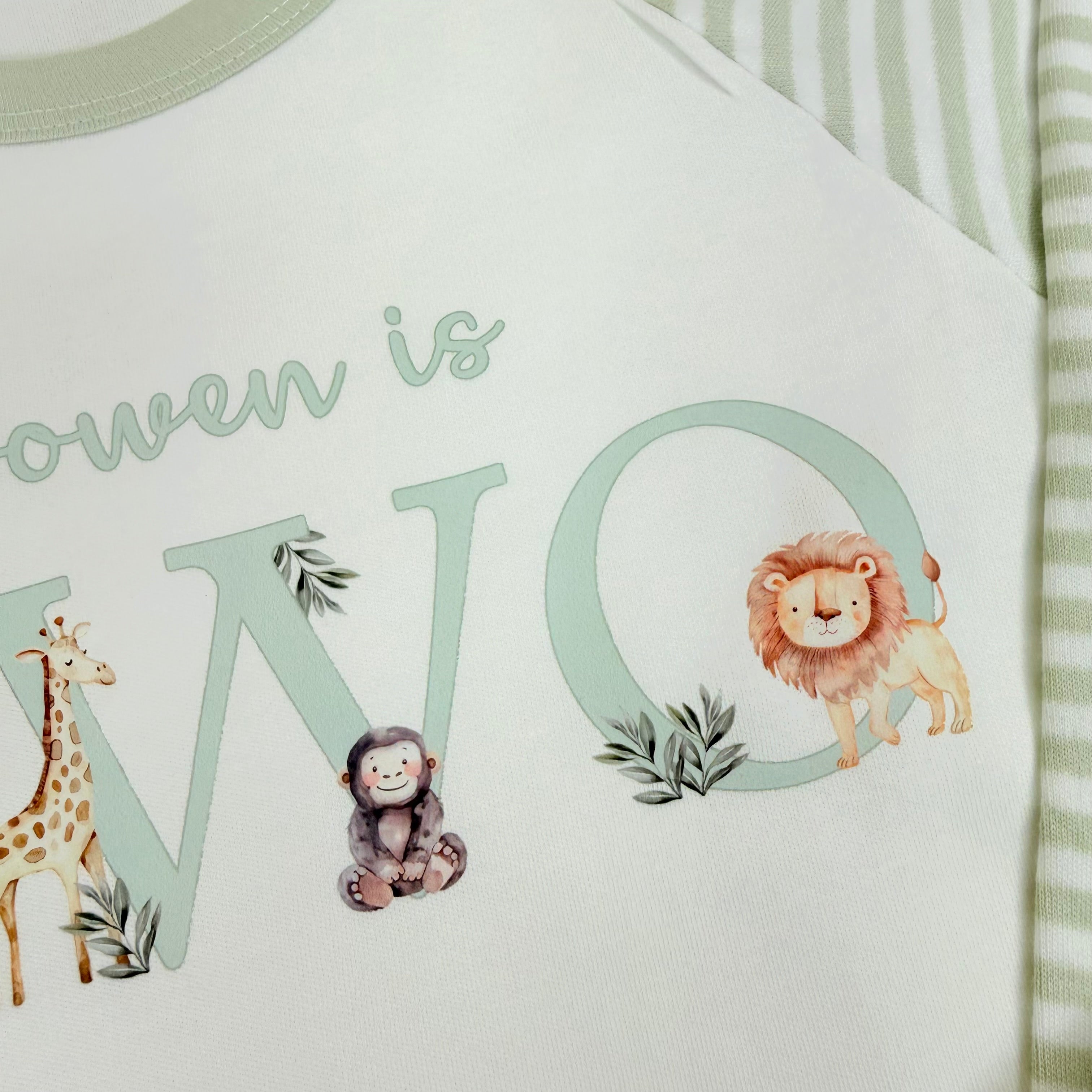 Sage Green Striped - Children's Birthday Pyjamas