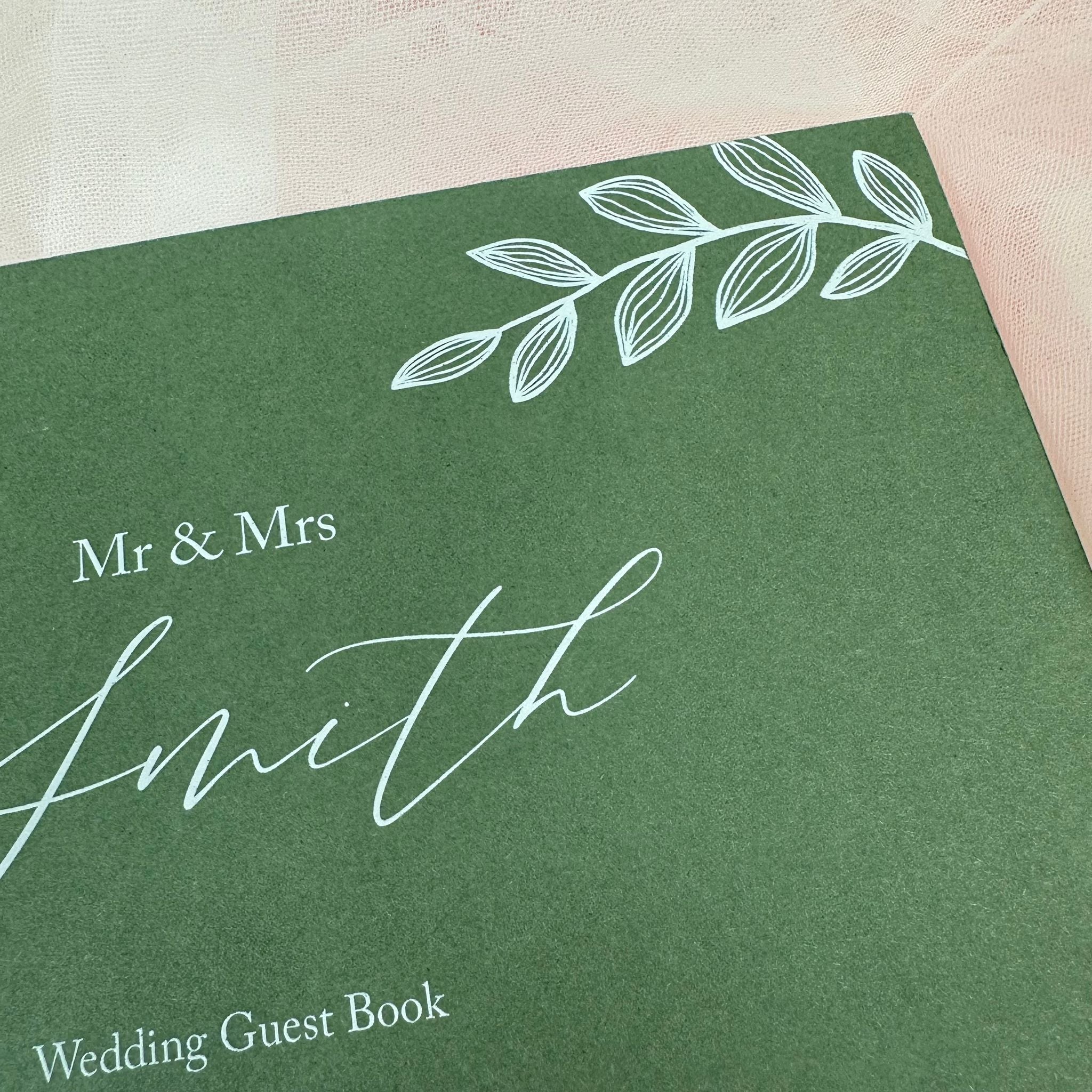 A5 Green with White Design Guestbook
