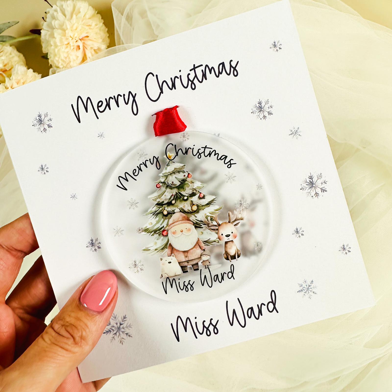 Christmas Card with Santa Tree Decoration