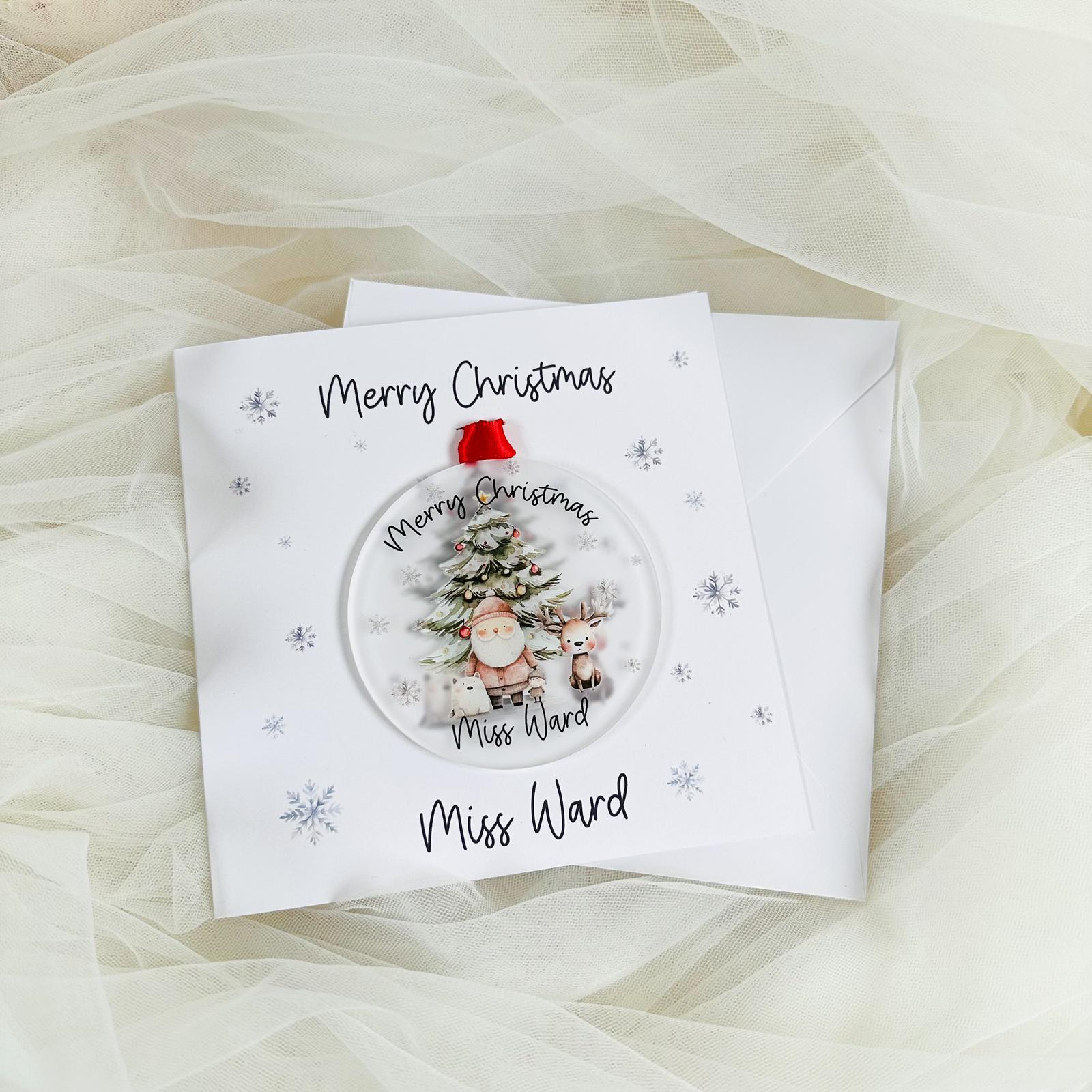 Christmas Card with Santa Tree Decoration