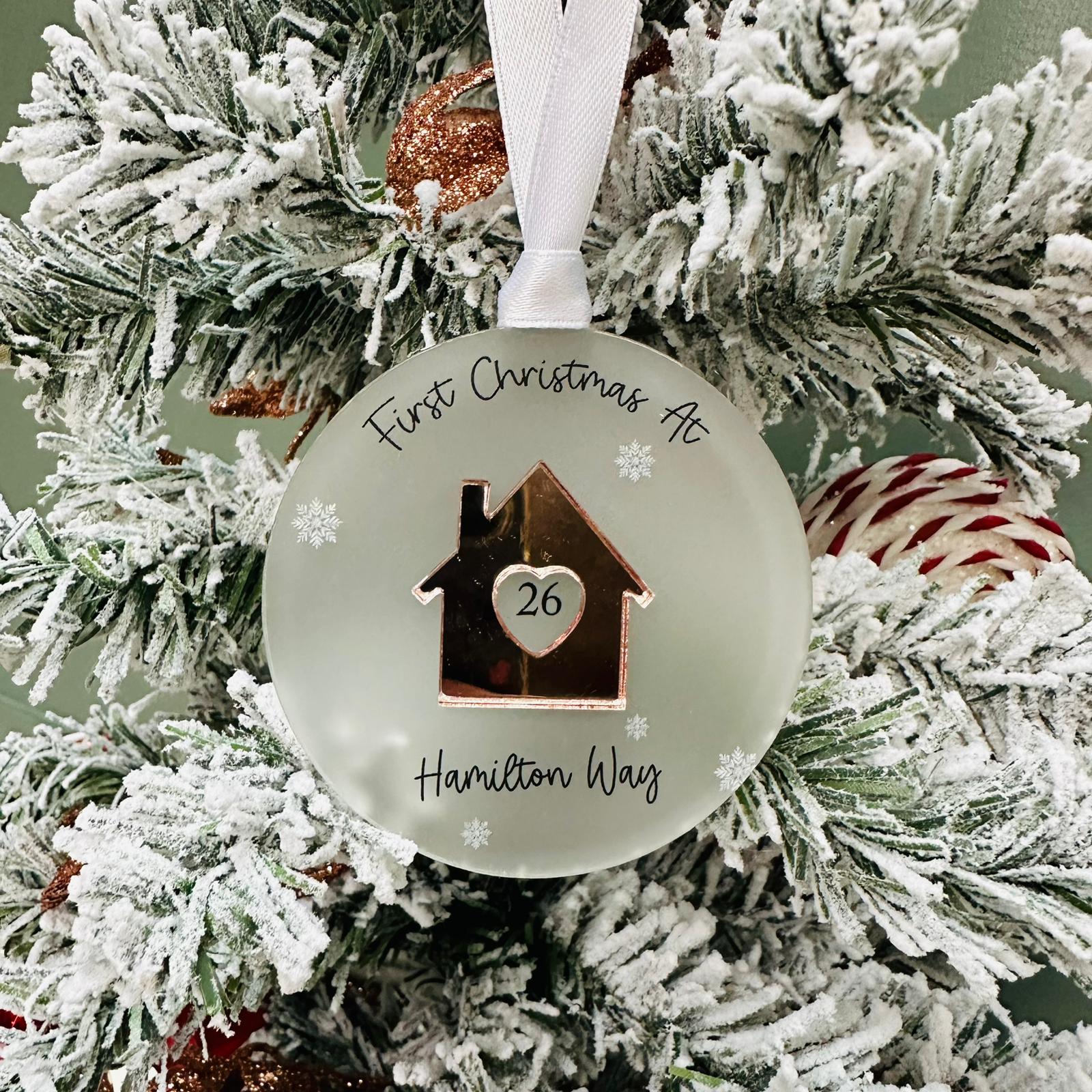Acrylic First Christmas At House Number Bauble