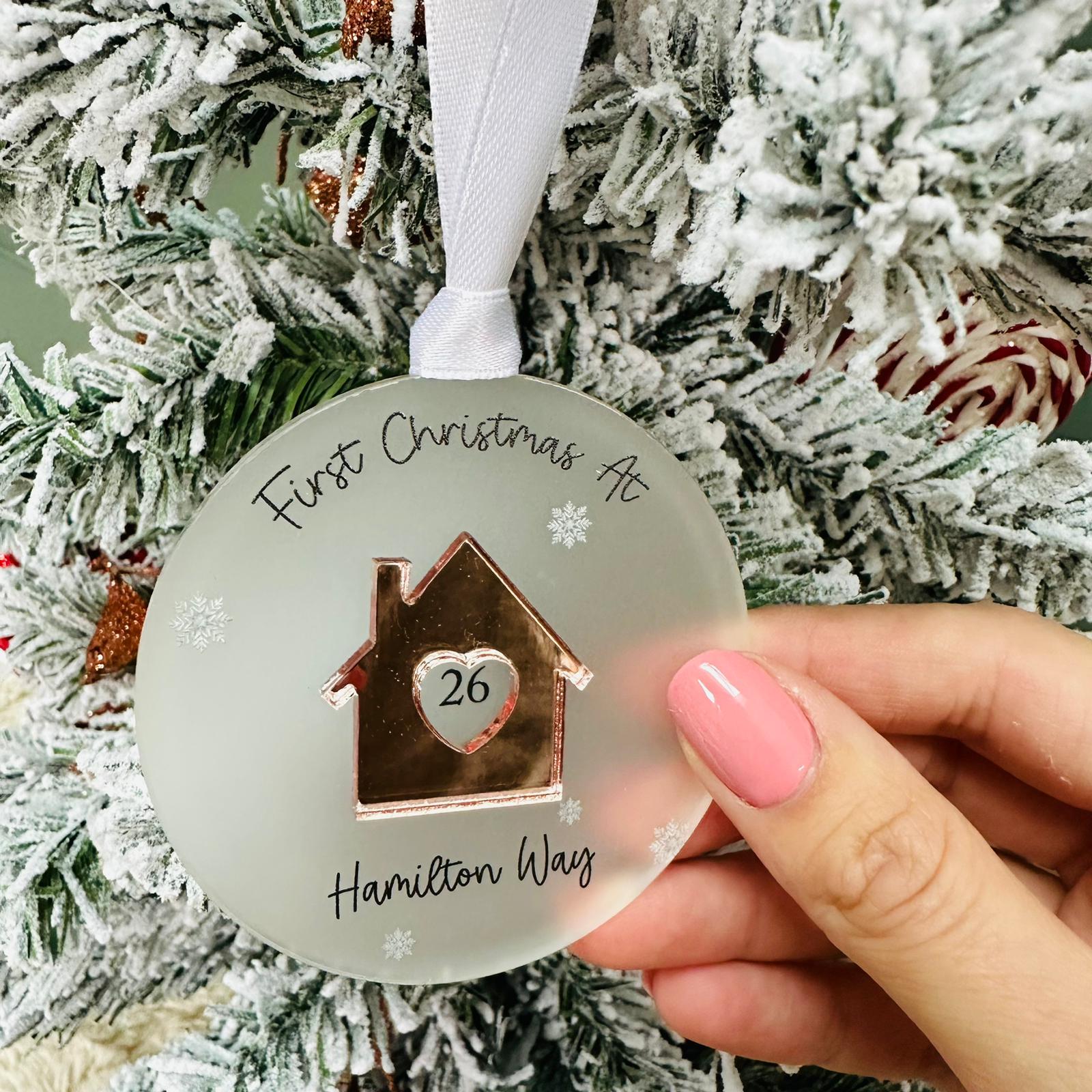 Acrylic First Christmas At House Number Bauble