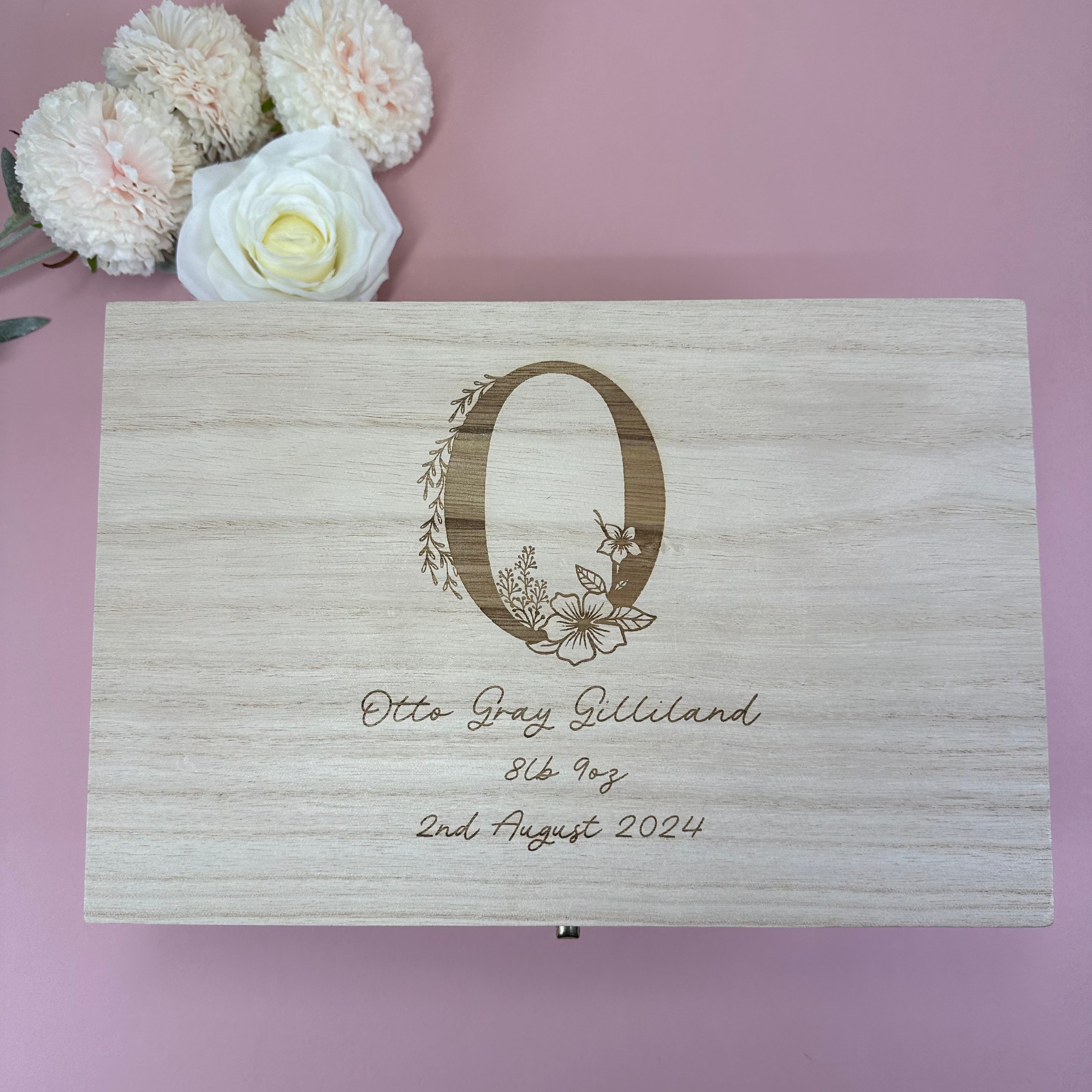 Floral Initial Memory Box - Lavender Eight