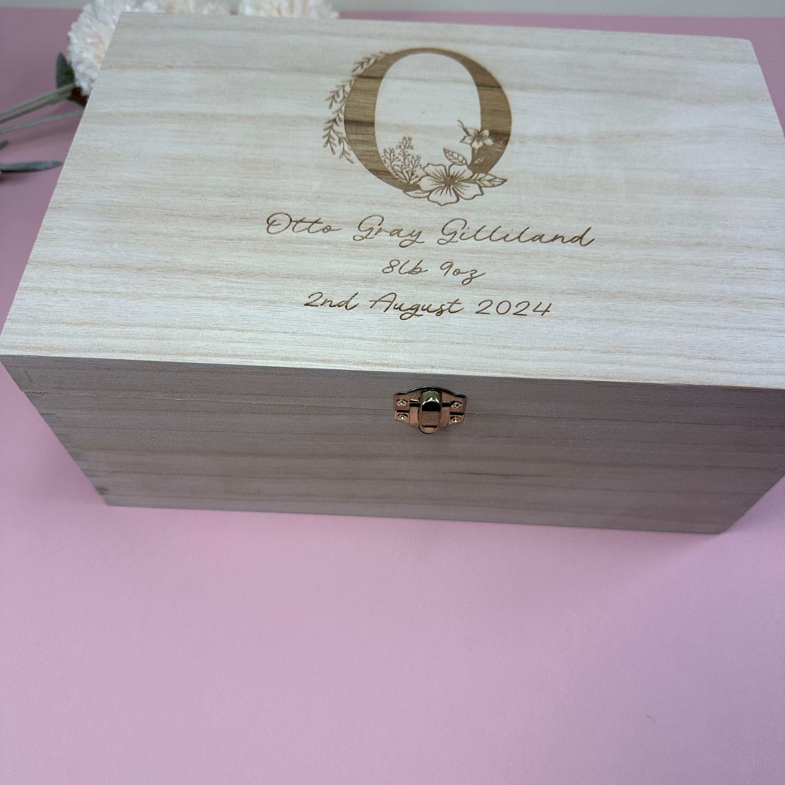 Floral Initial Memory Box - Lavender Eight