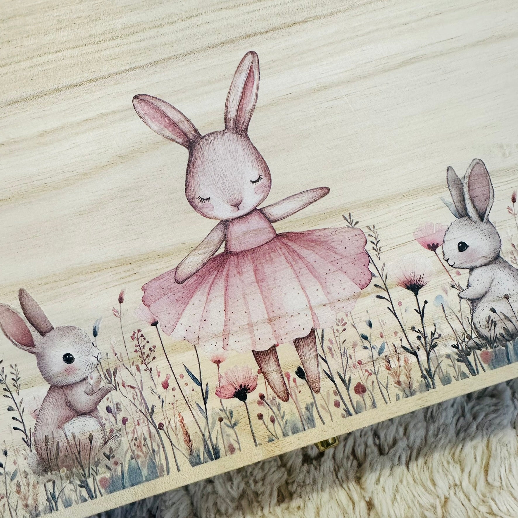 Keepsake Wooden Box - Cute Bunny