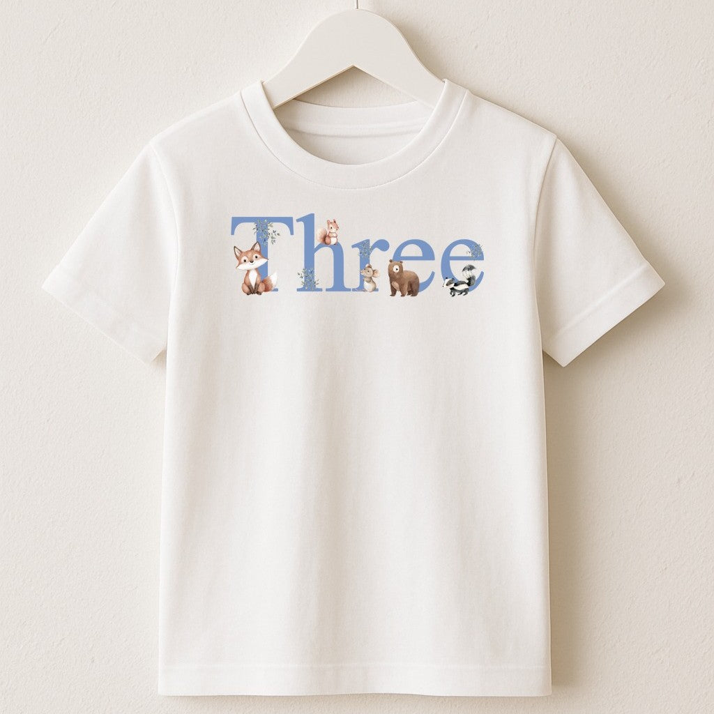 Blue Forest Friends Birthday T-shirt