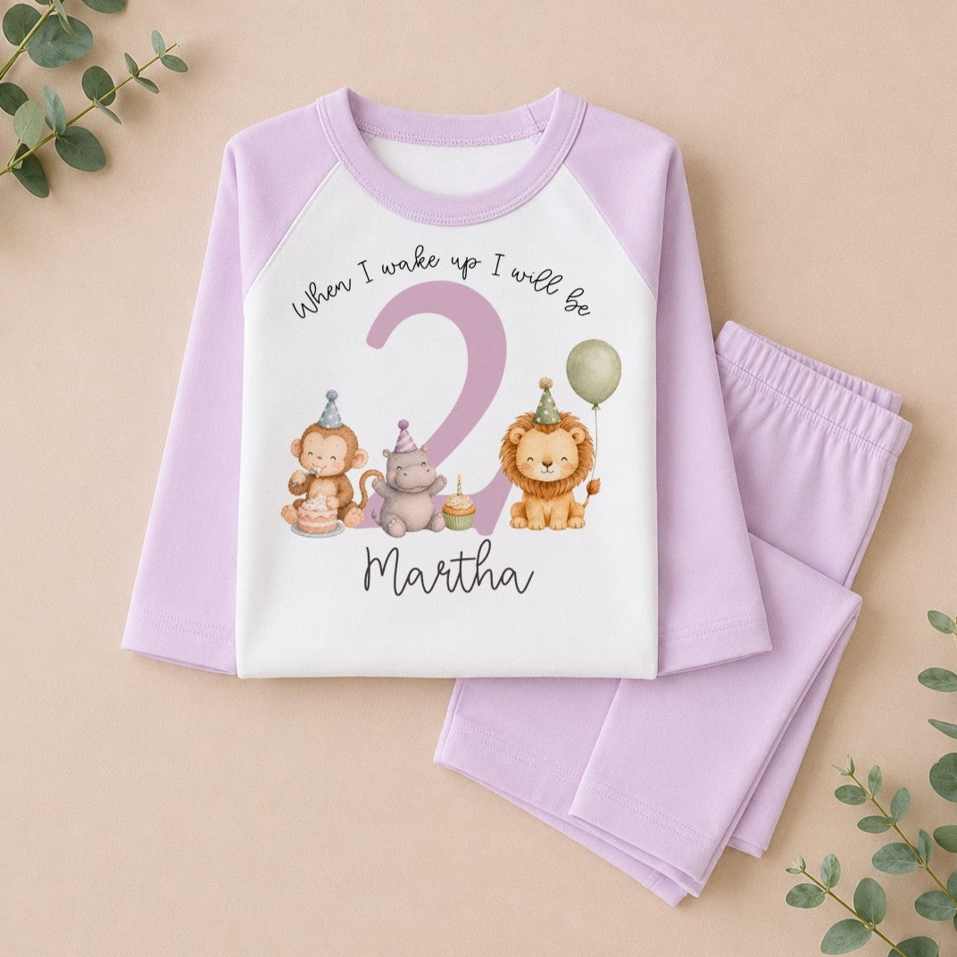 Lilac - Jungle Animals Birthday Pyjamas