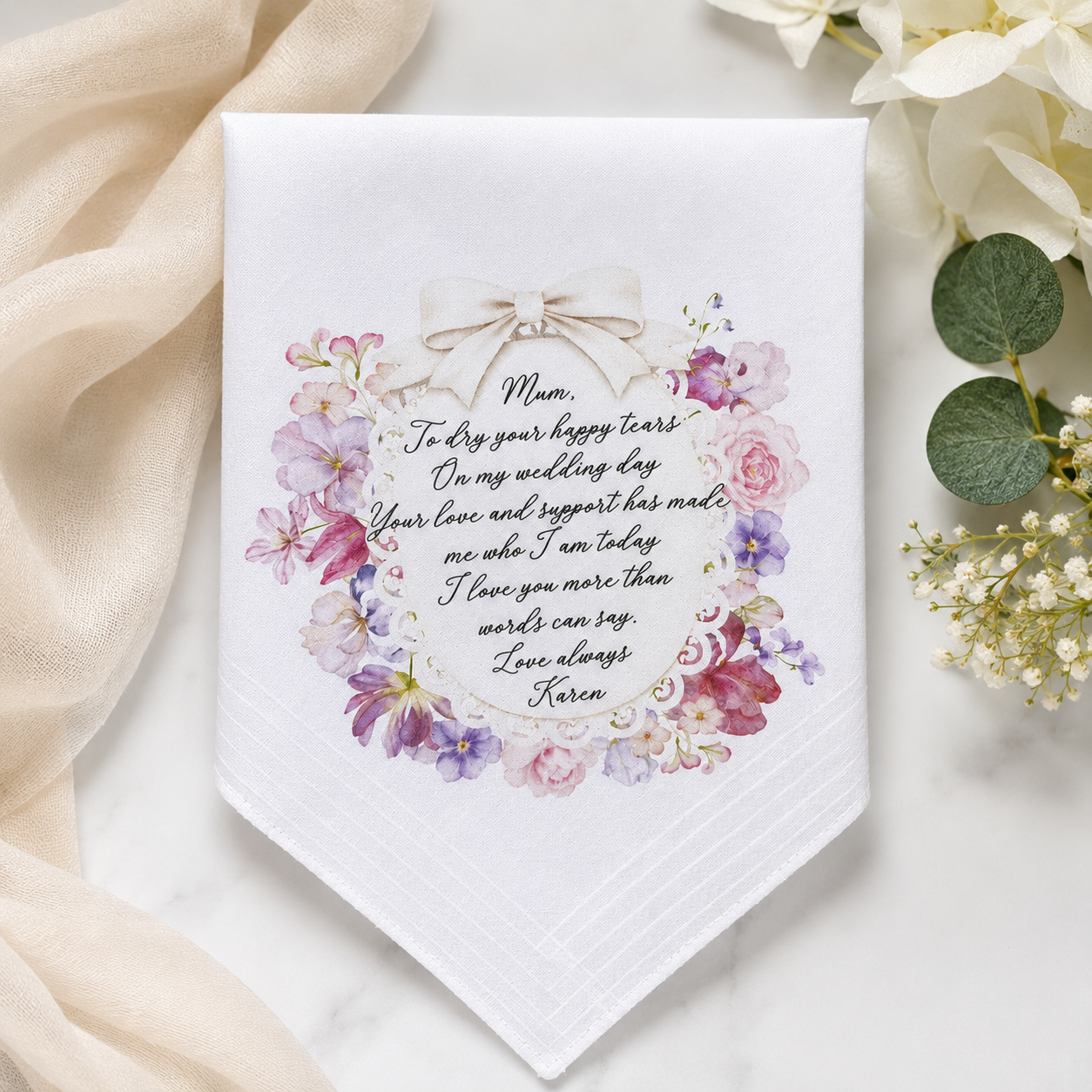 Mother of the Bride Floral Hankie
