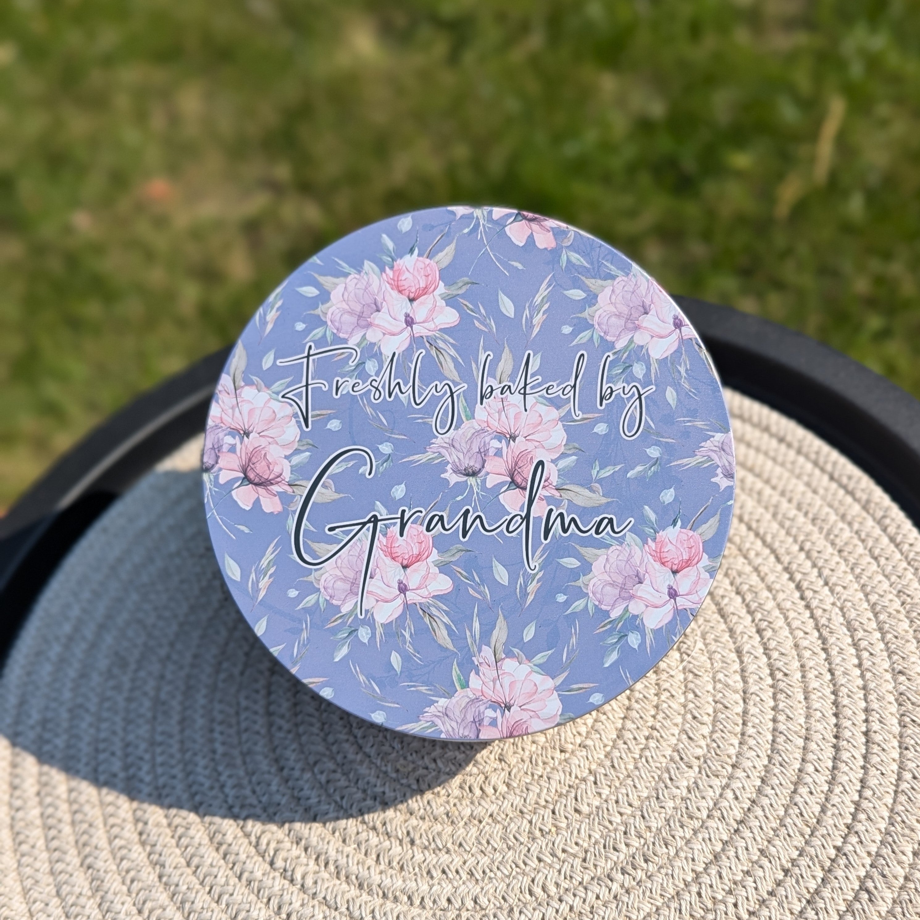 Grandma Blue Floral Small Cake Tin