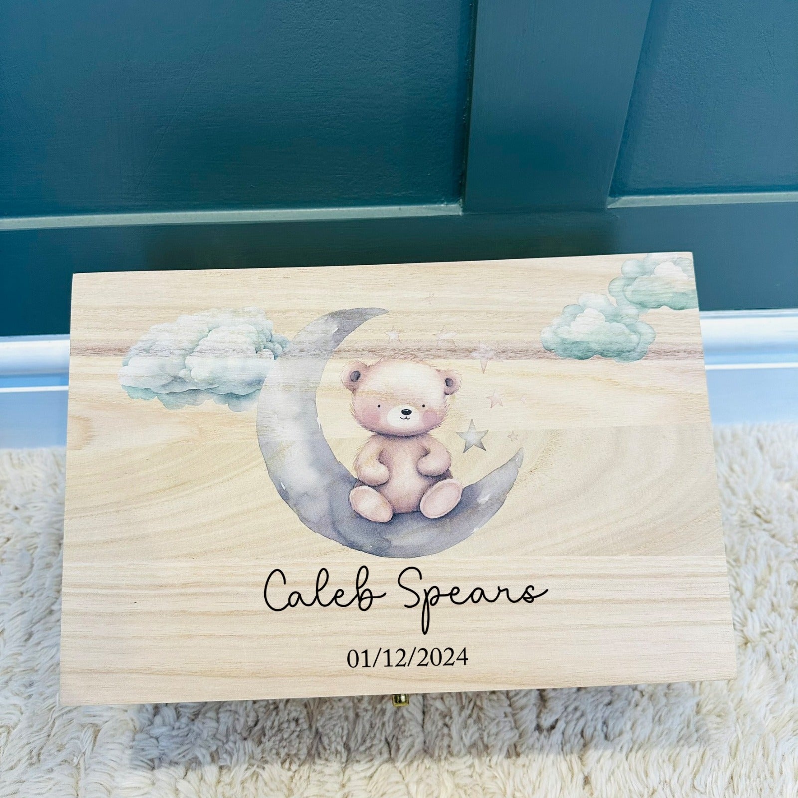 Keepsake Wooden Box - Bear on Moon