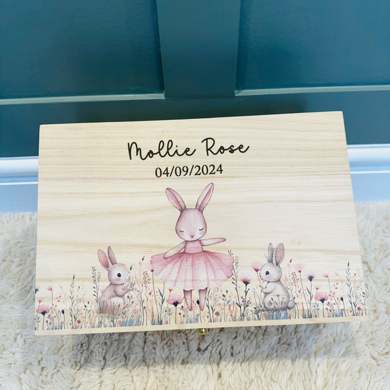 Keepsake Wooden Box - Cute Bunny