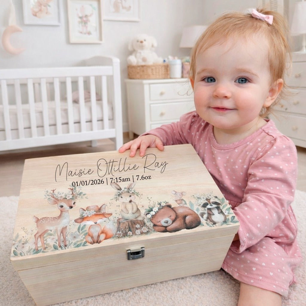 Wooden Memory Box - Forest Animals