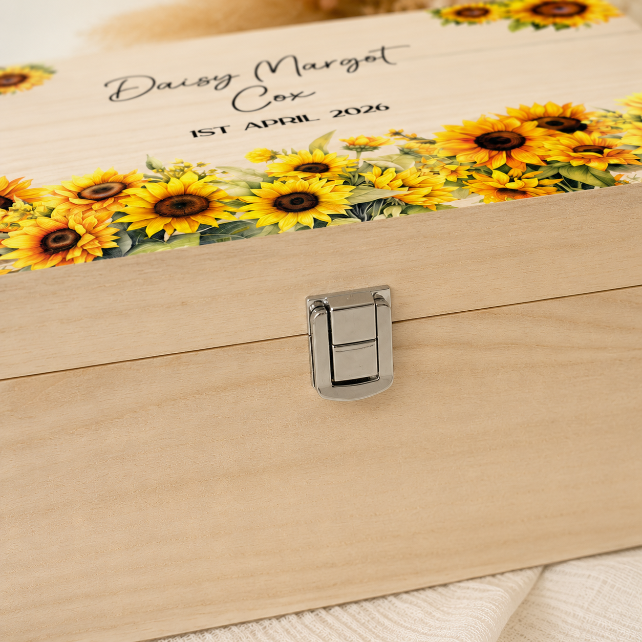 Keepsake Wedding Wooden Box - Sunflower