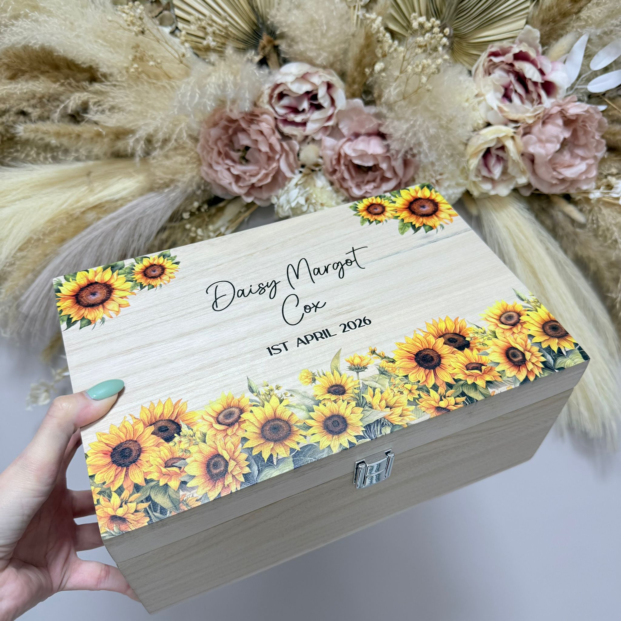 Keepsake Wedding Wooden Box - Sunflower