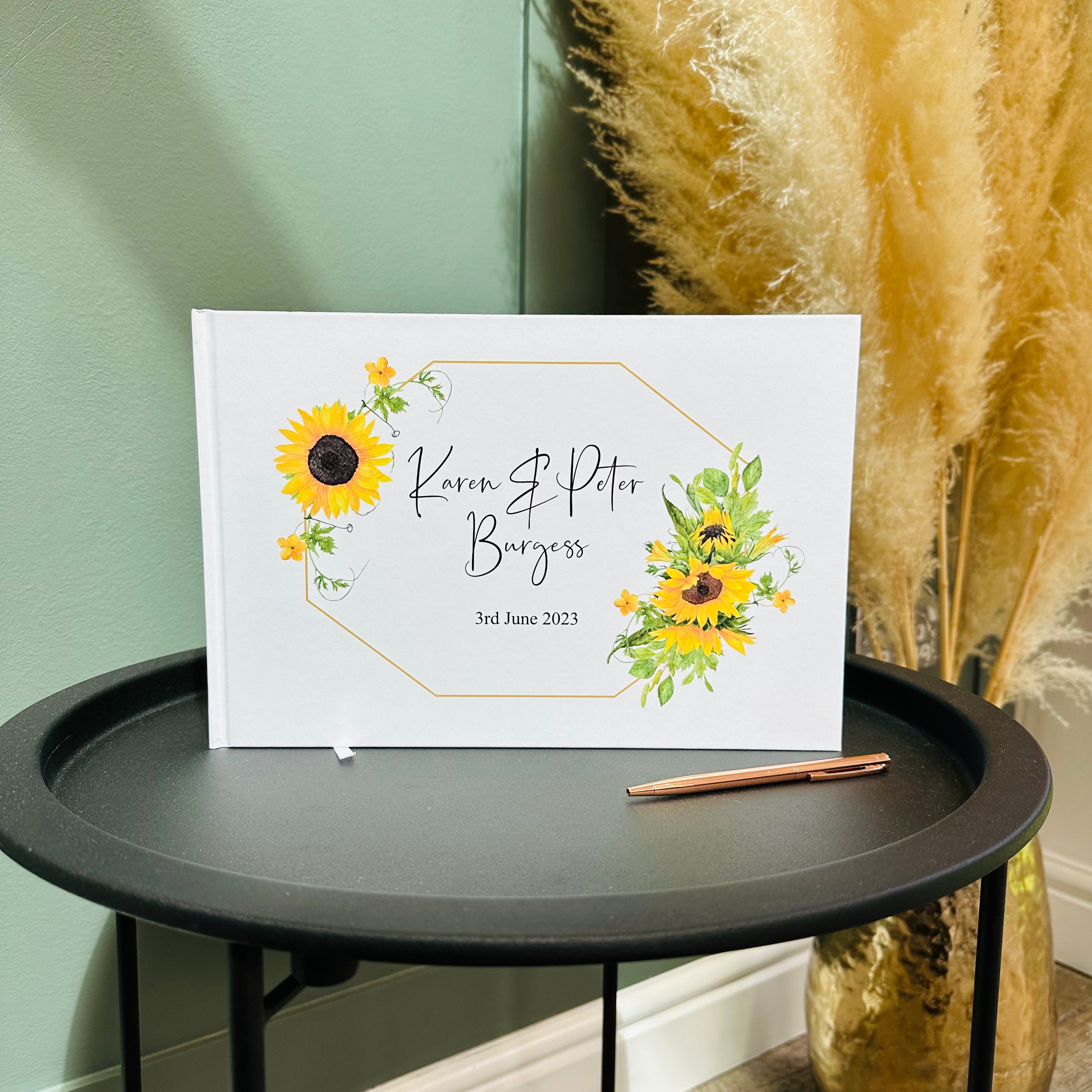 Sunflower Wedding Guest Book - Lavender Eight