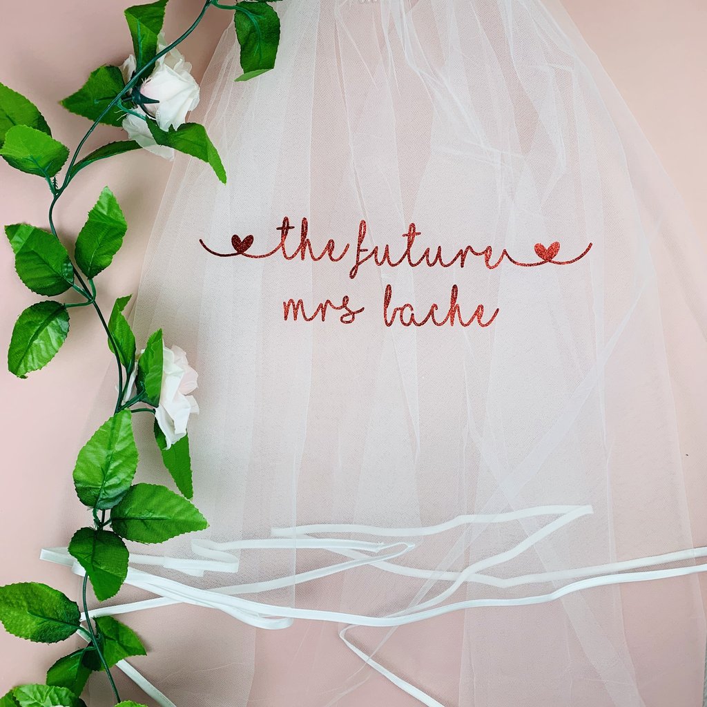 Hen Party Veil With Hearts - Lavender Eight