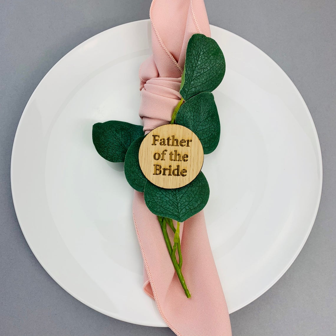 Wooden Circle Table Place Name