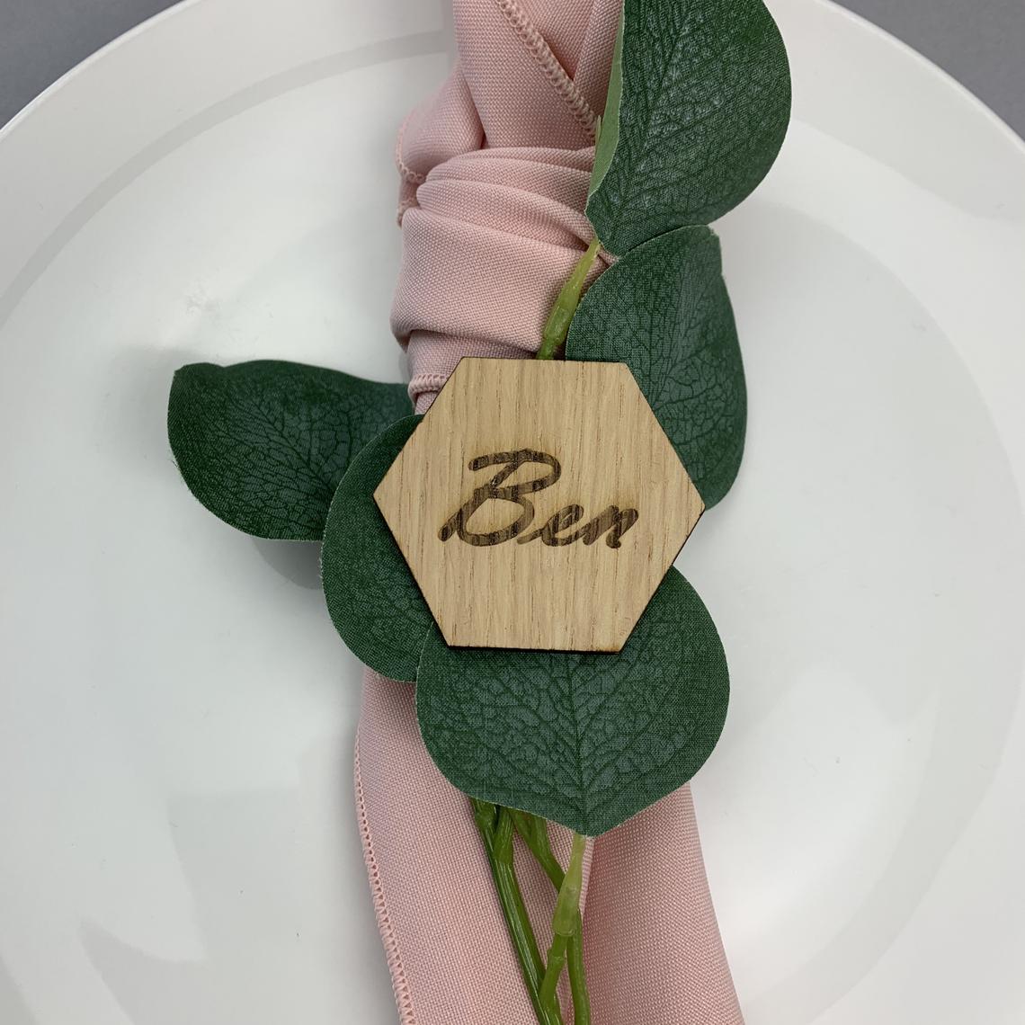 Wooden Hexagon Table Place Name