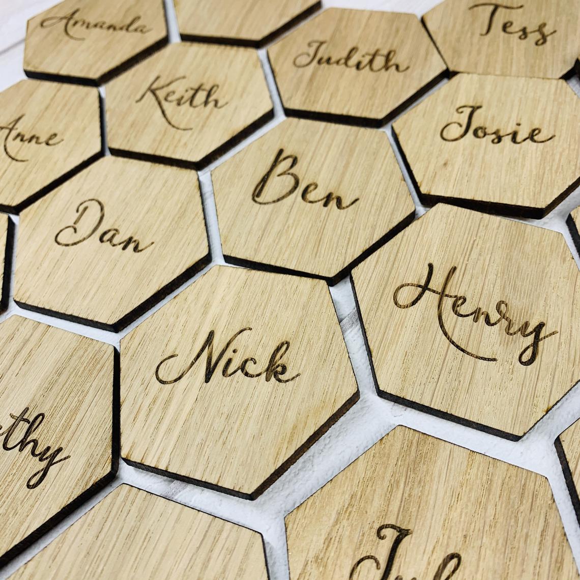 Wooden Hexagon Table Place Name