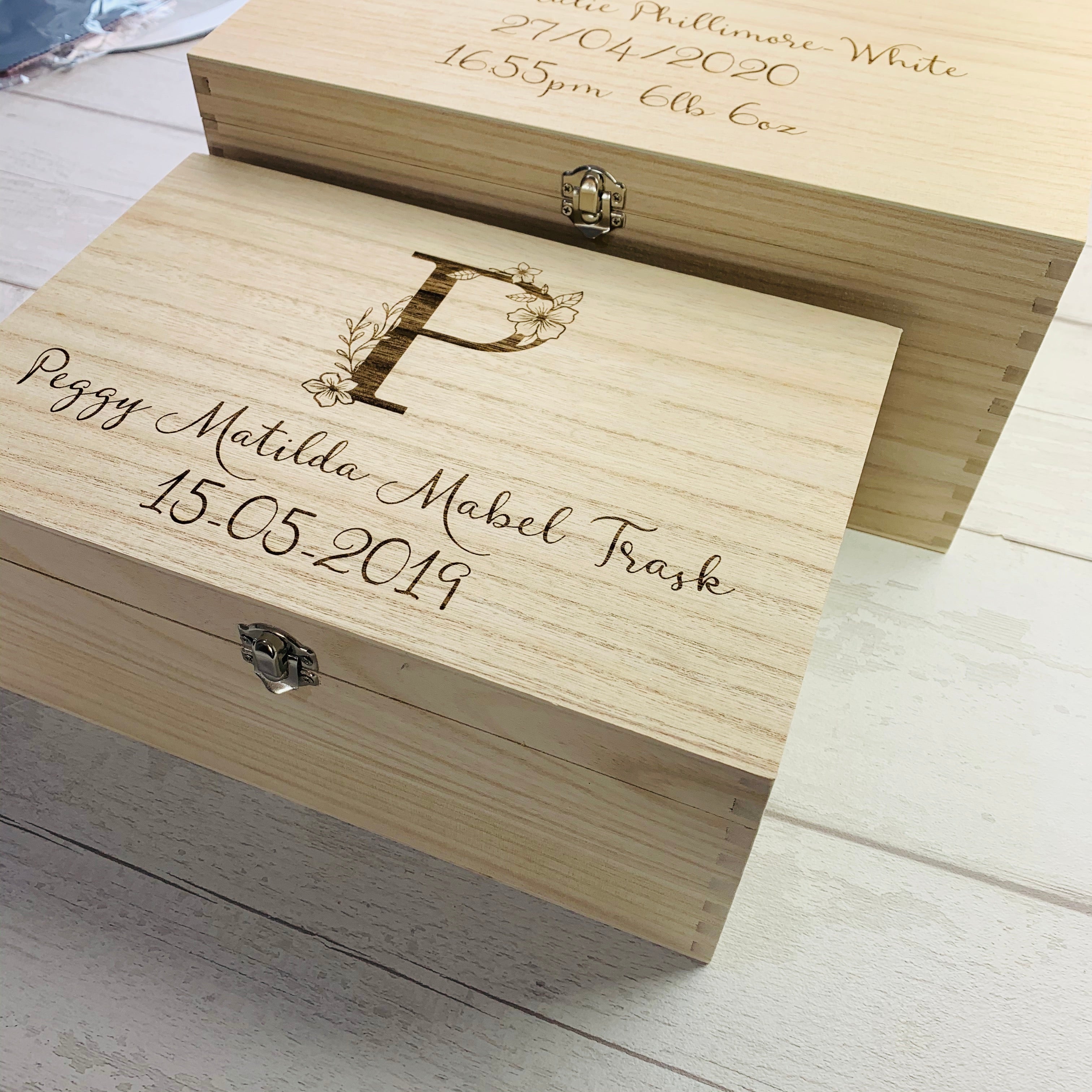 Floral Initial Memory Box - Lavender Eight