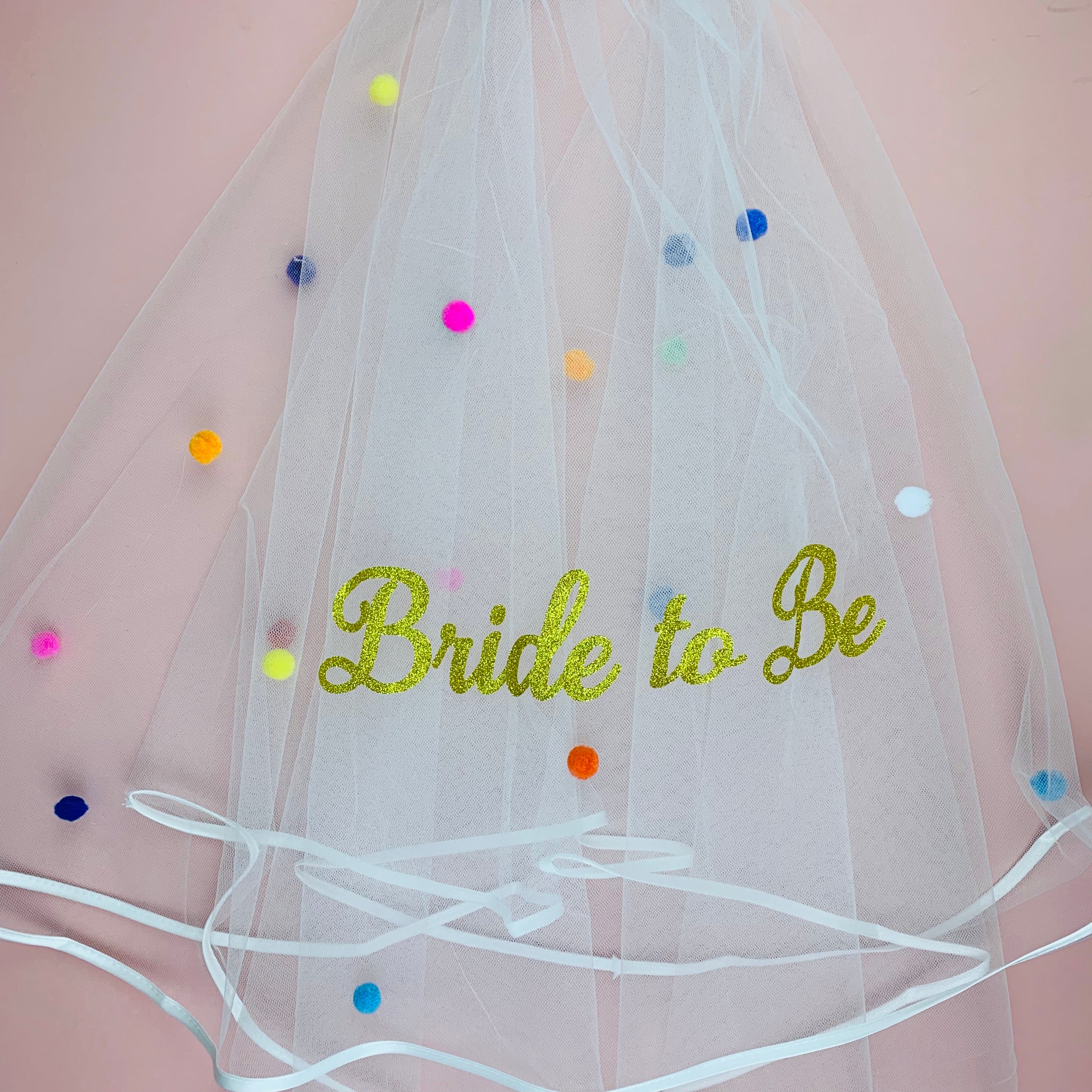 Hen Party Veil with Pom poms - Lavender Eight