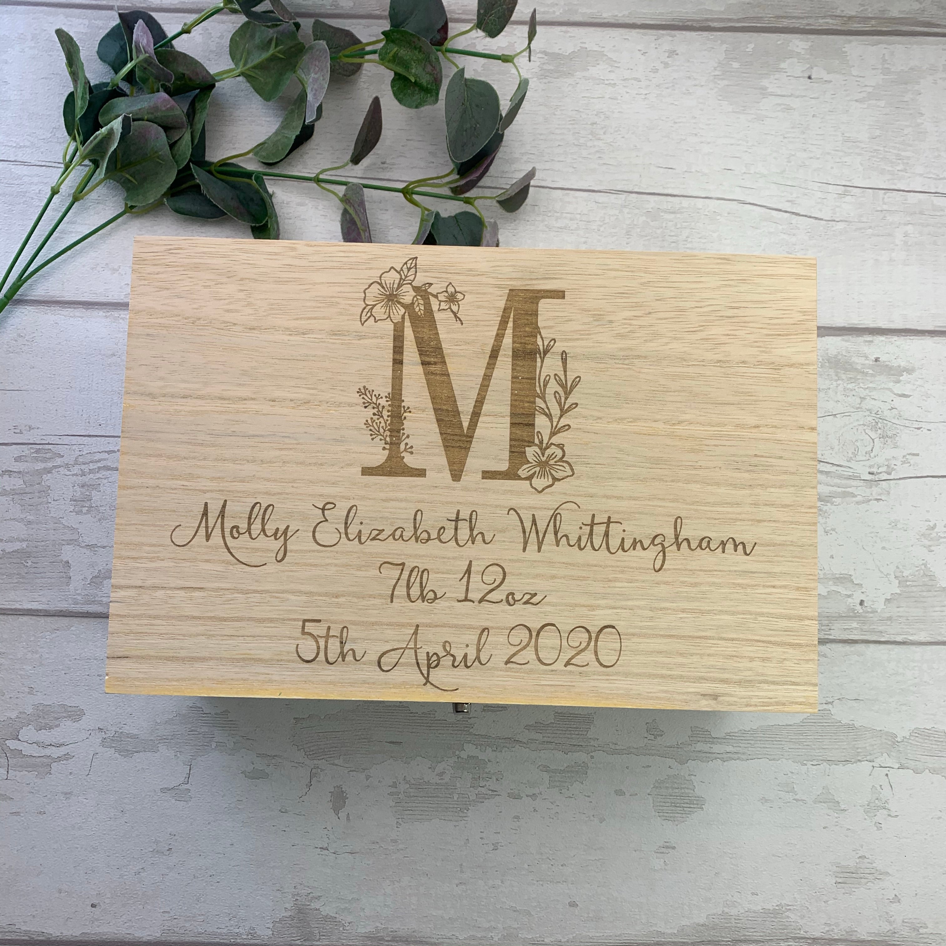 Floral Initial Memory Box - Lavender Eight