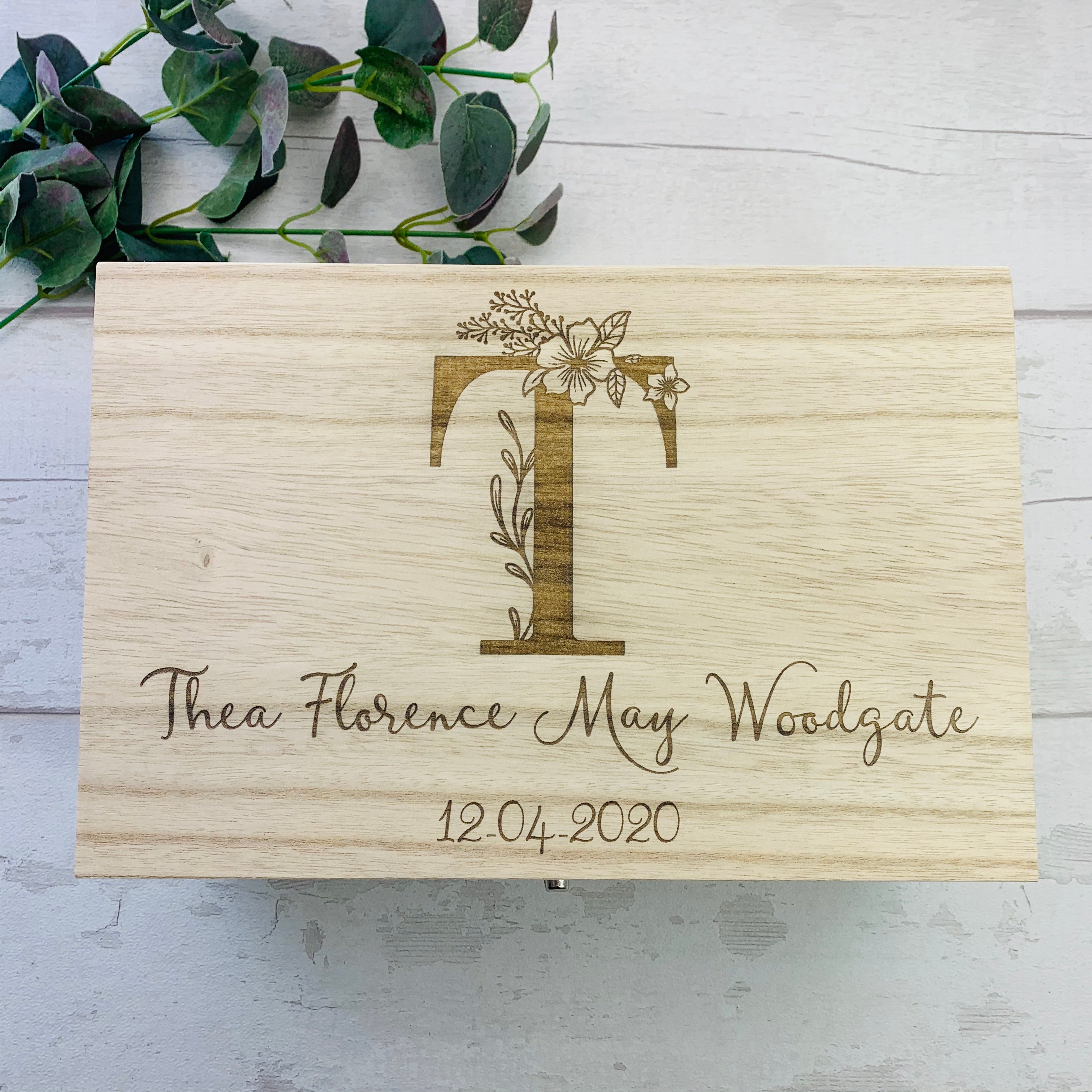 Floral Initial Memory Box - Lavender Eight
