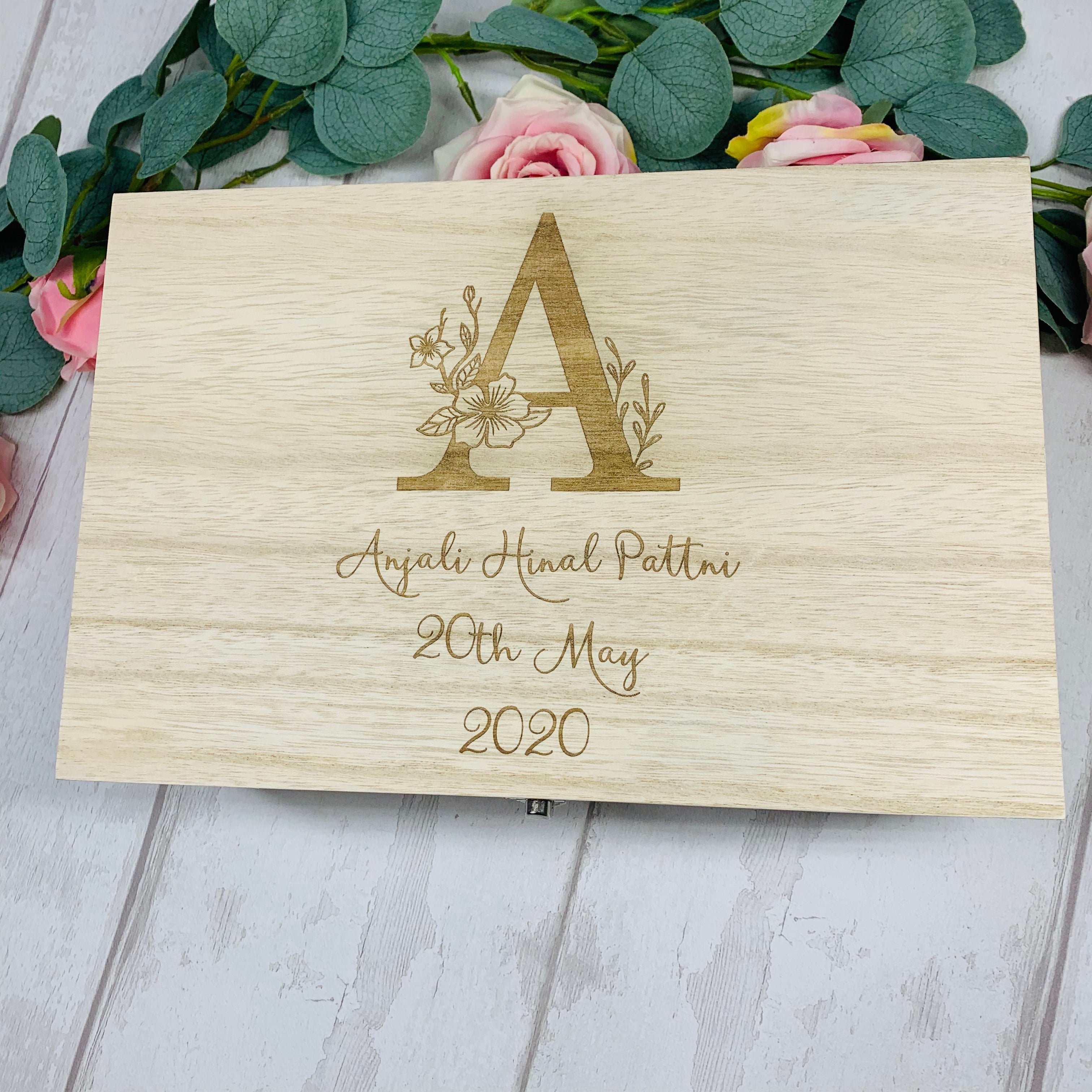 Floral Initial Memory Box - Lavender Eight