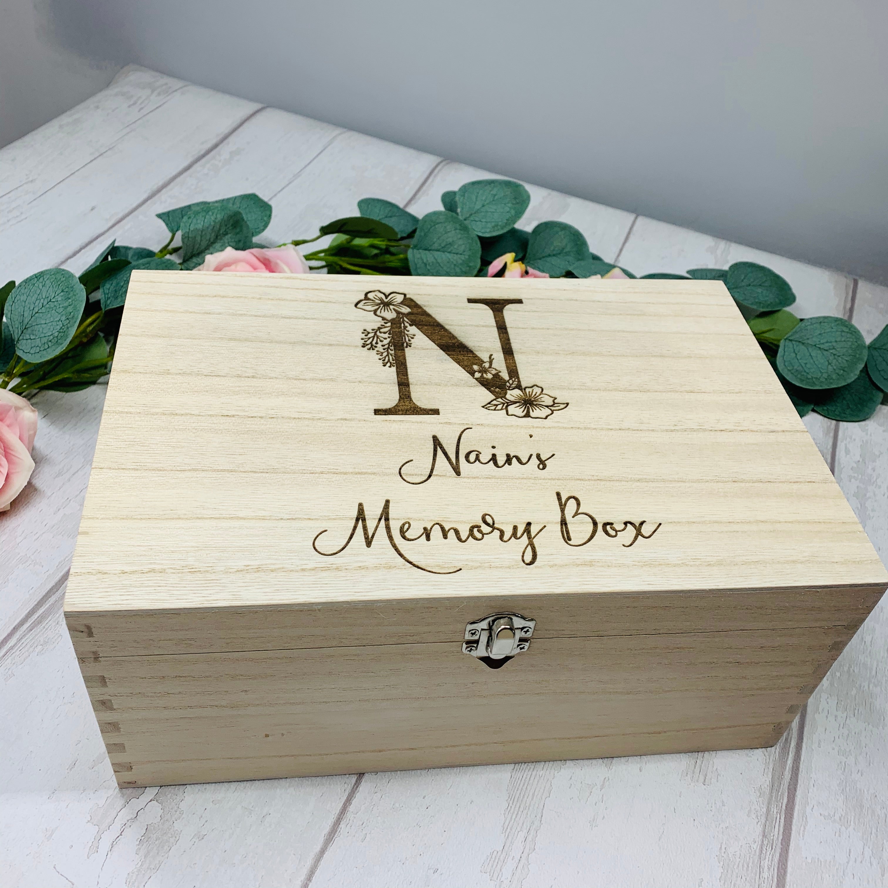 Floral Initial Memory Box - Lavender Eight