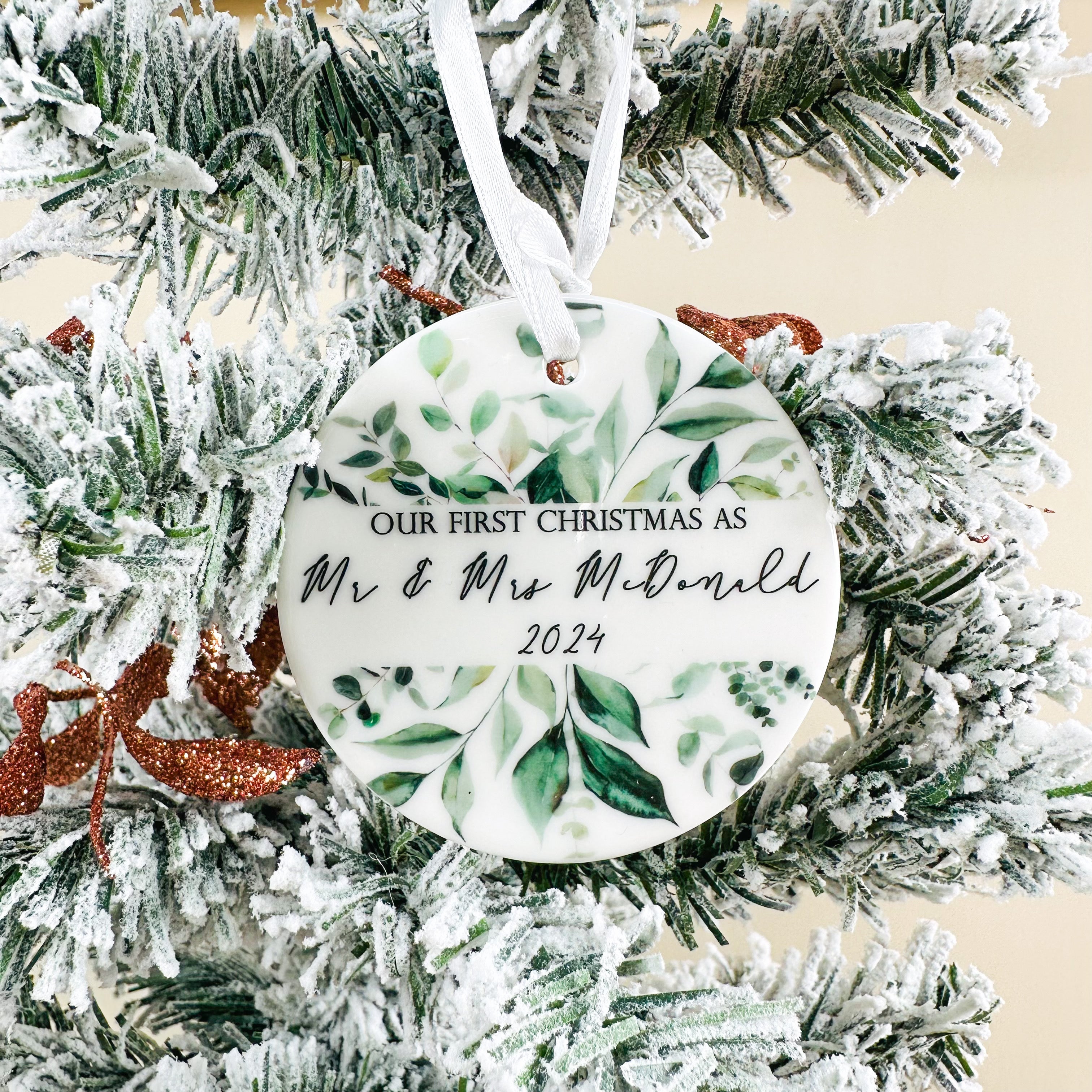 Greenery Christmas Ceramic Bauble