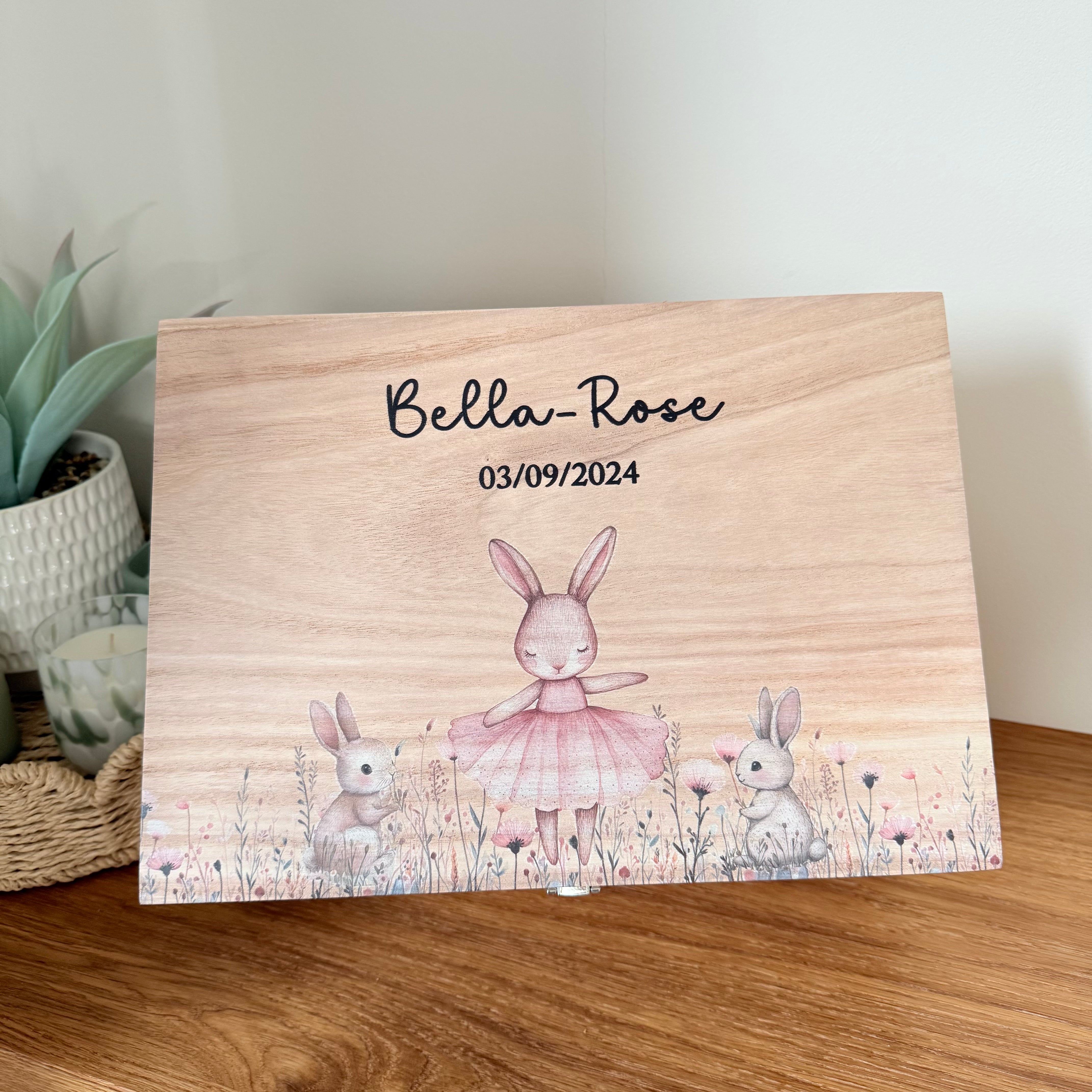 Keepsake Wooden Box - Cute Bunny
