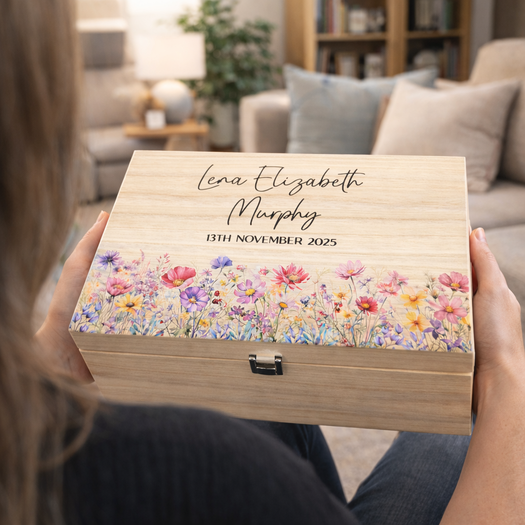 Keepsake Wedding Wooden Box - Wildflowers