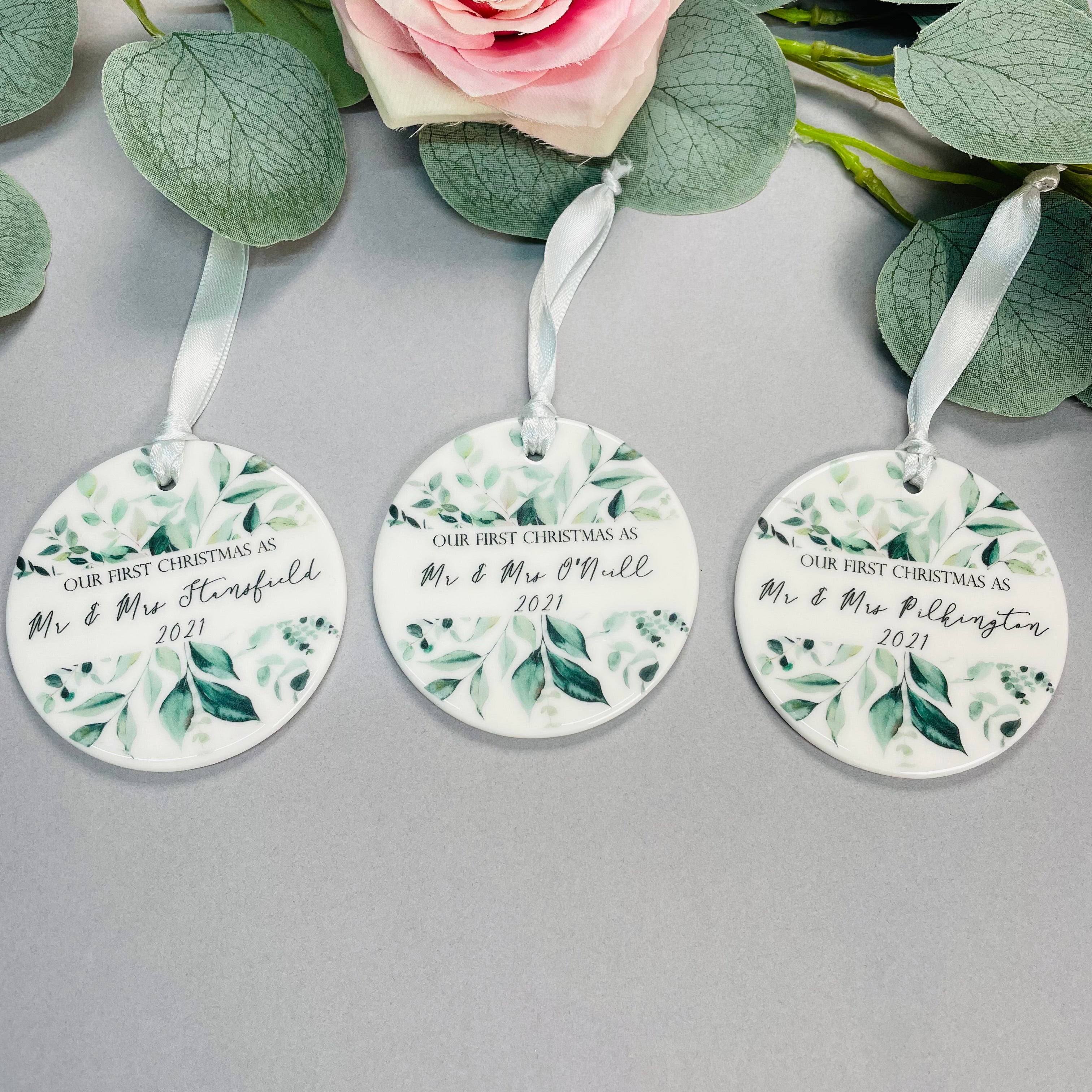 Greenery Christmas Ceramic Bauble