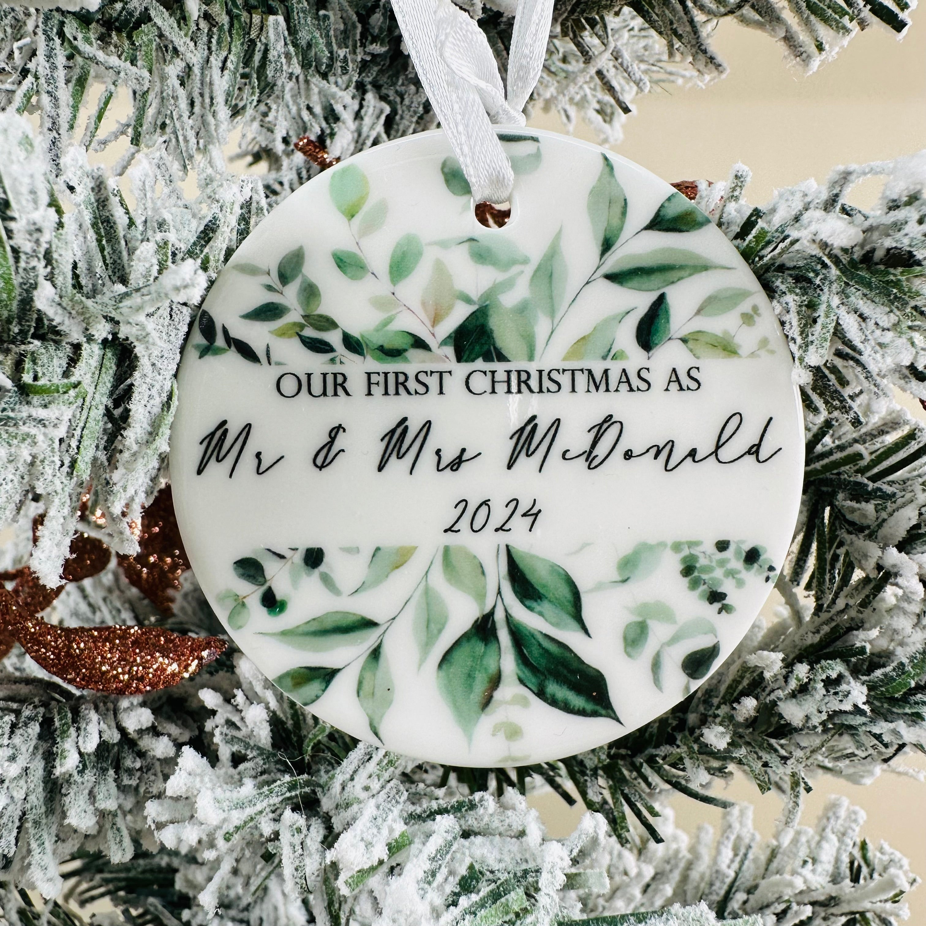 Greenery Christmas Ceramic Bauble