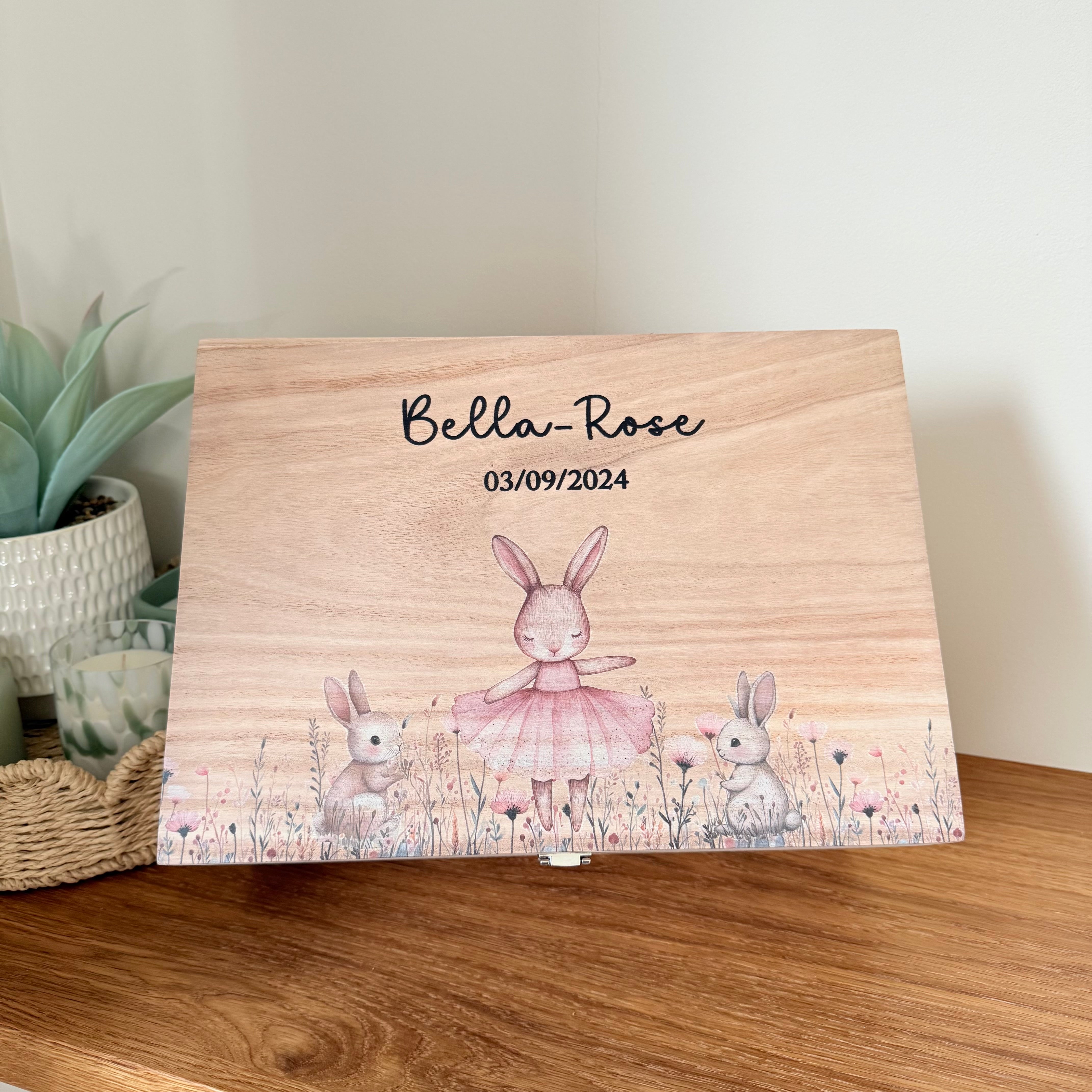 Keepsake Wooden Box - Cute Bunny