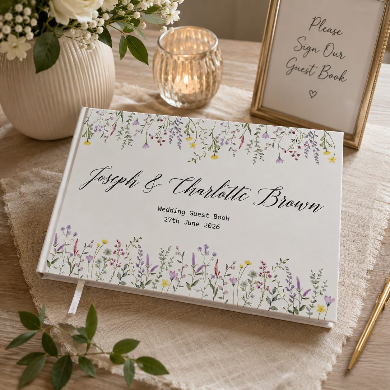 Wildflowers Wedding Guest Book - Design 1