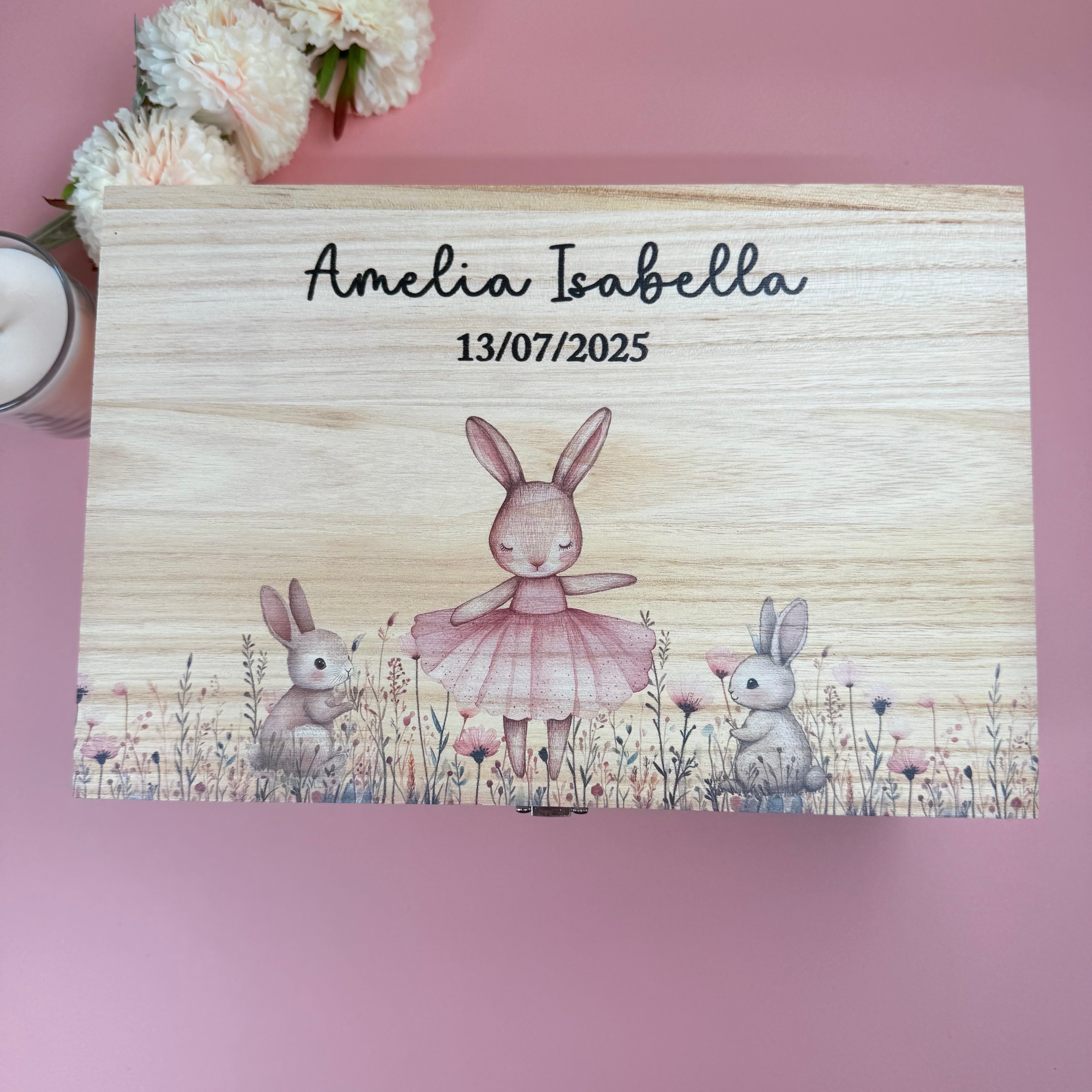 Keepsake Wooden Box - Cute Bunny