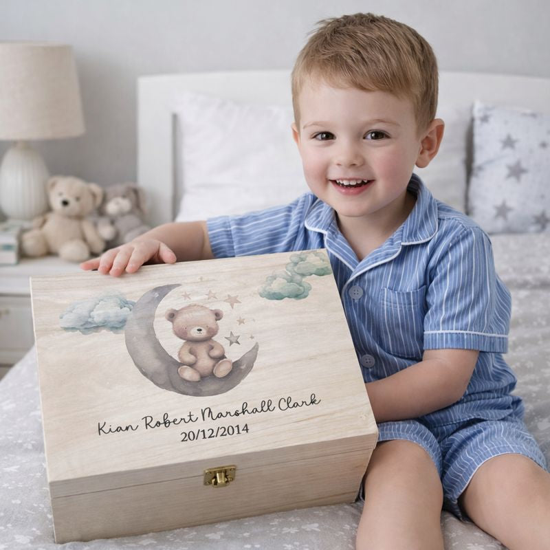 Keepsake Wooden Box - Bear on Moon