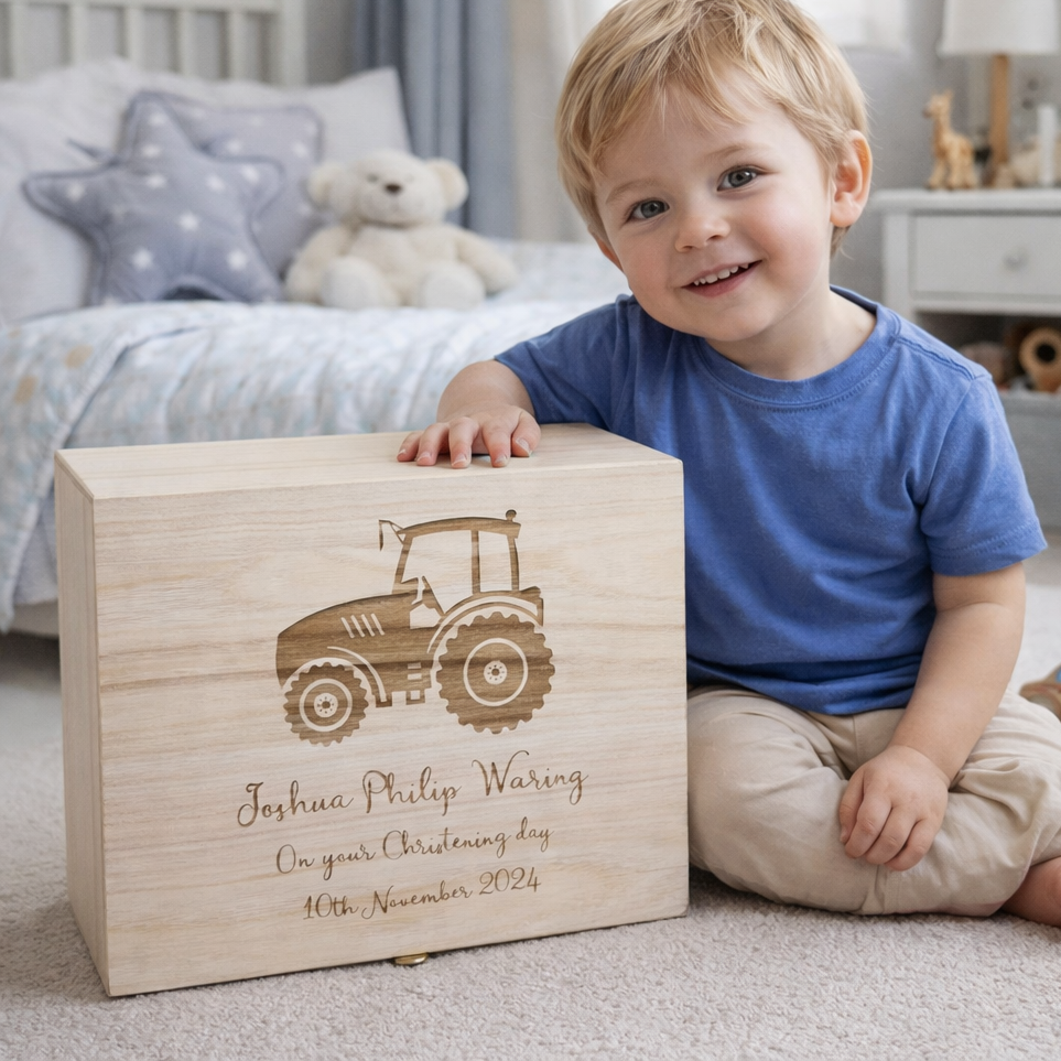 Keepsake Wooden Box - Tractor Design