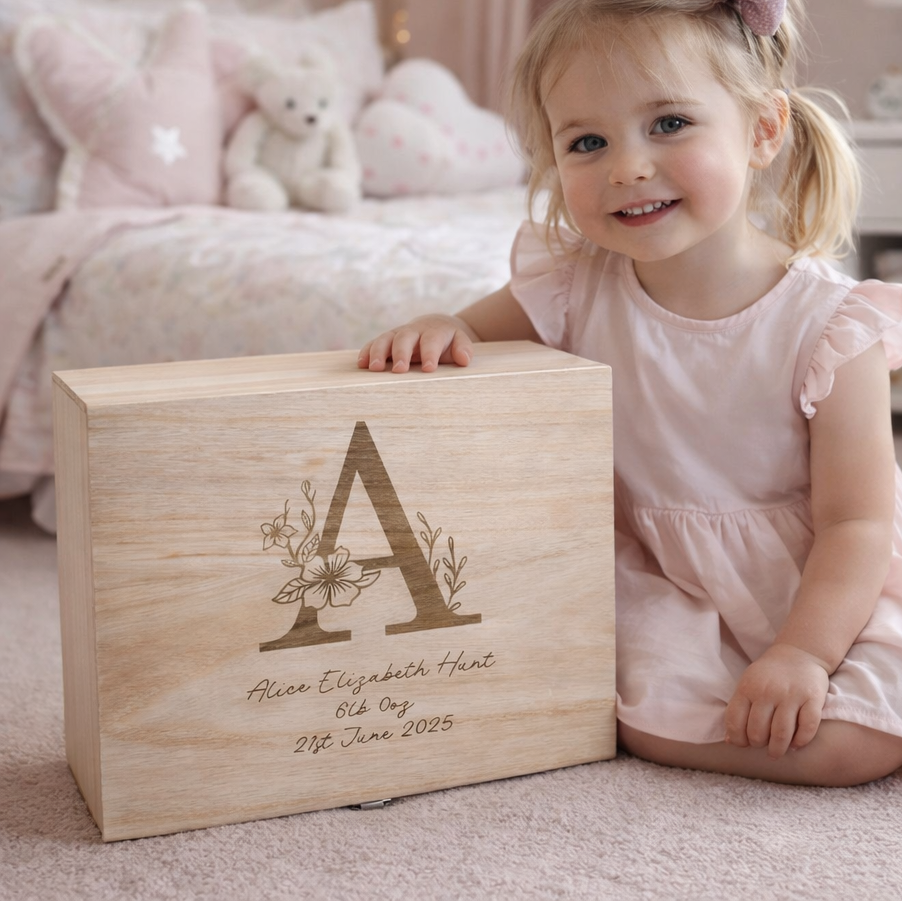 Floral Initial Memory Box