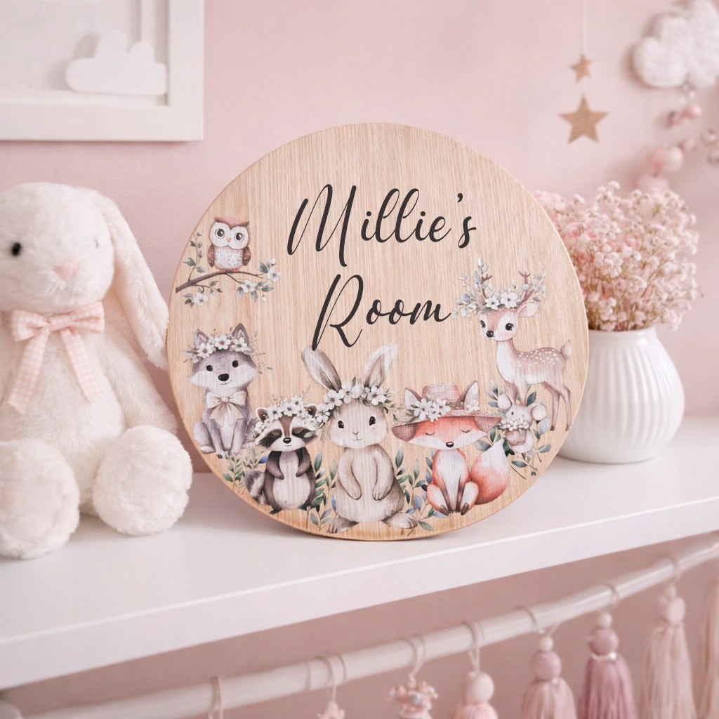 Child's Bedroom Sign – Floral Animals
