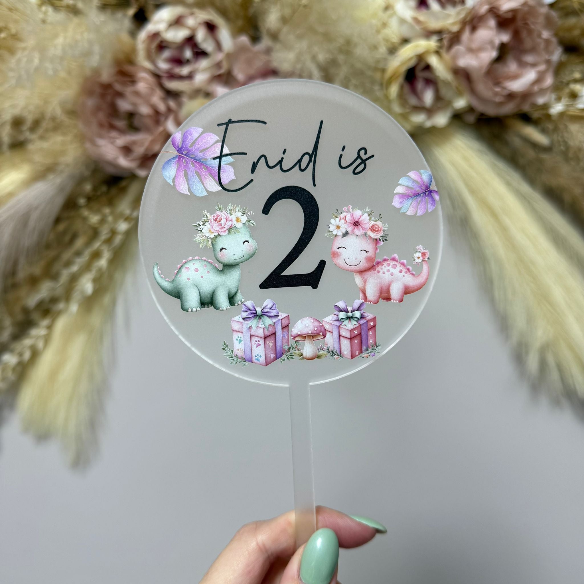 Cute Dinosaurs Birthday Cake Topper