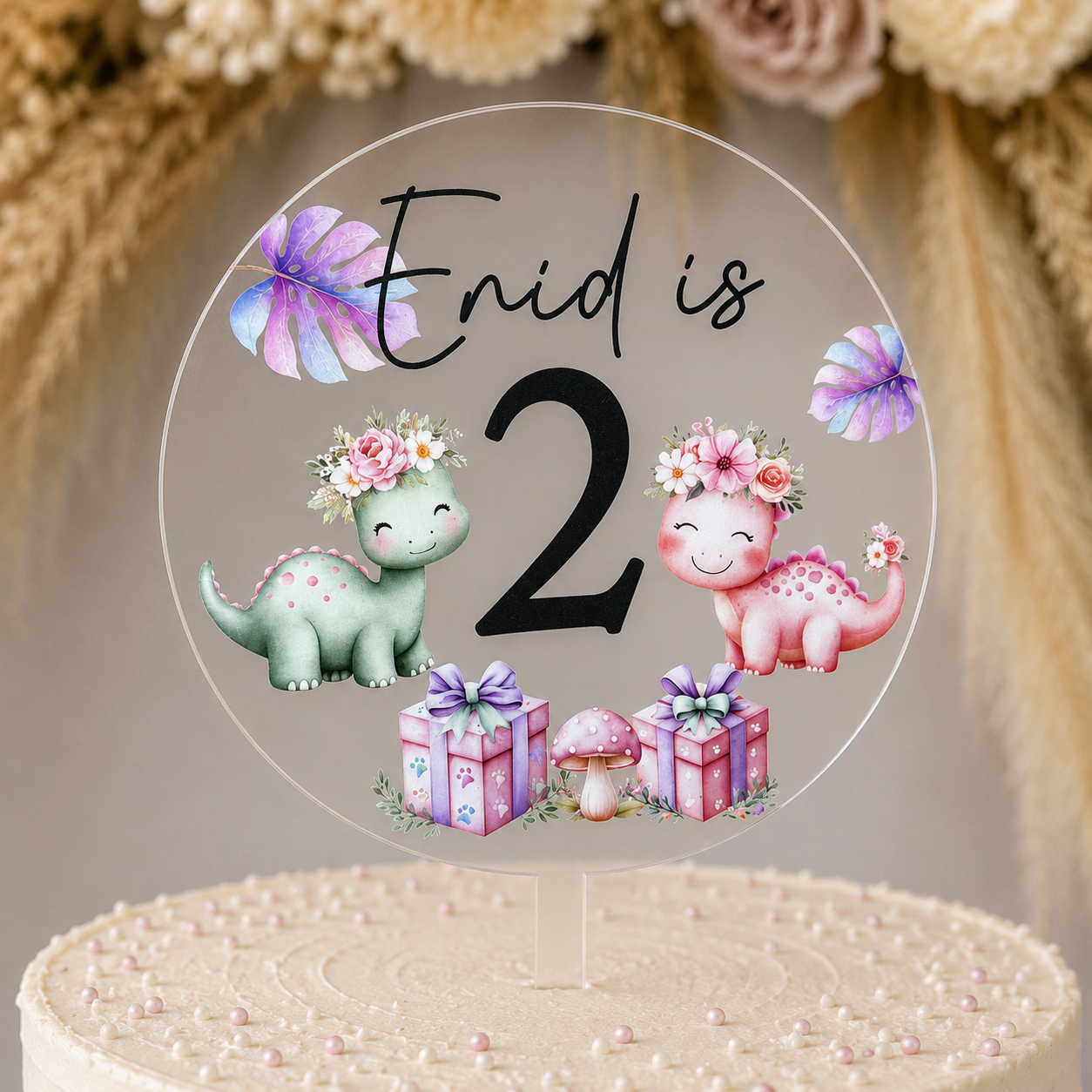 Cute Dinosaurs Birthday Cake Topper