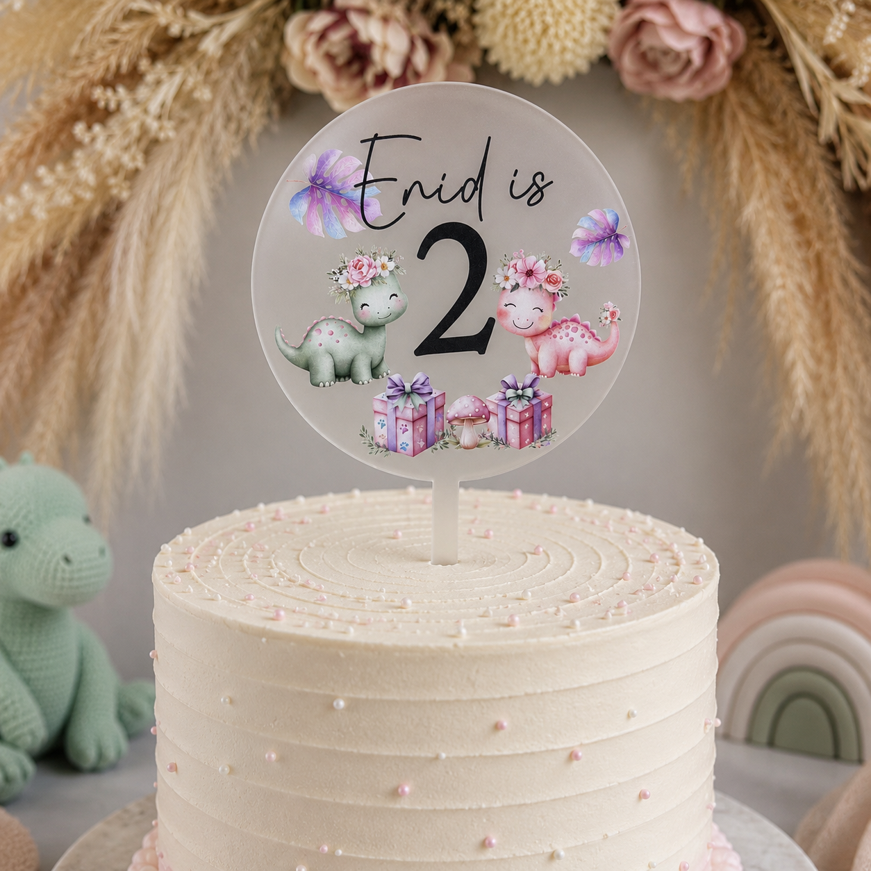 Cute Dinosaurs Birthday Cake Topper