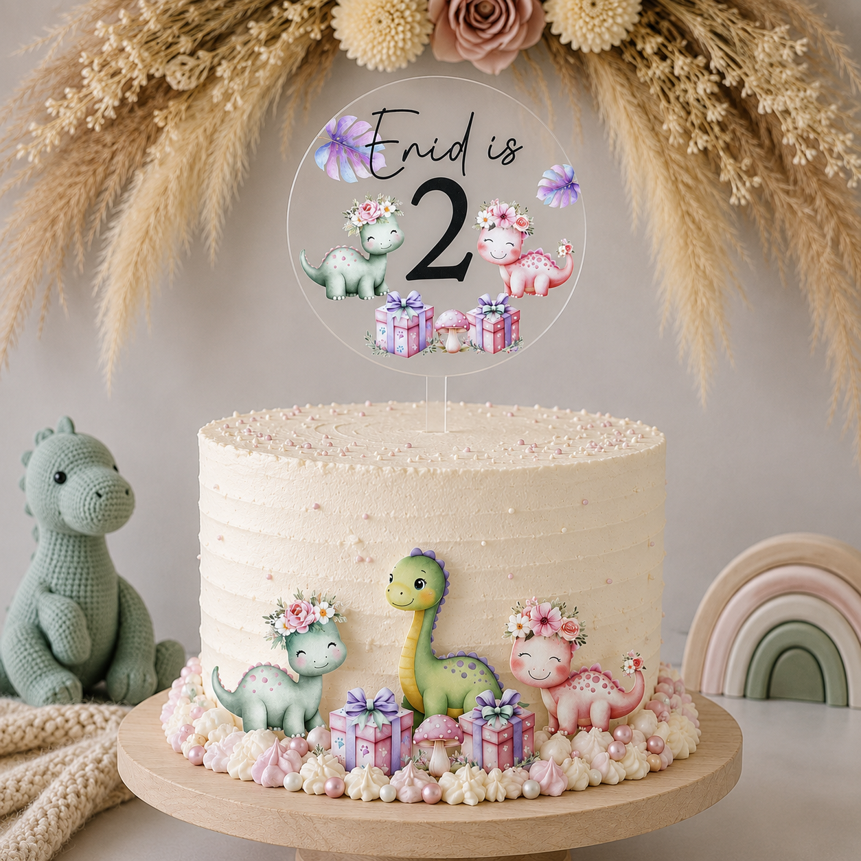 Cute Dinosaurs Birthday Cake Topper