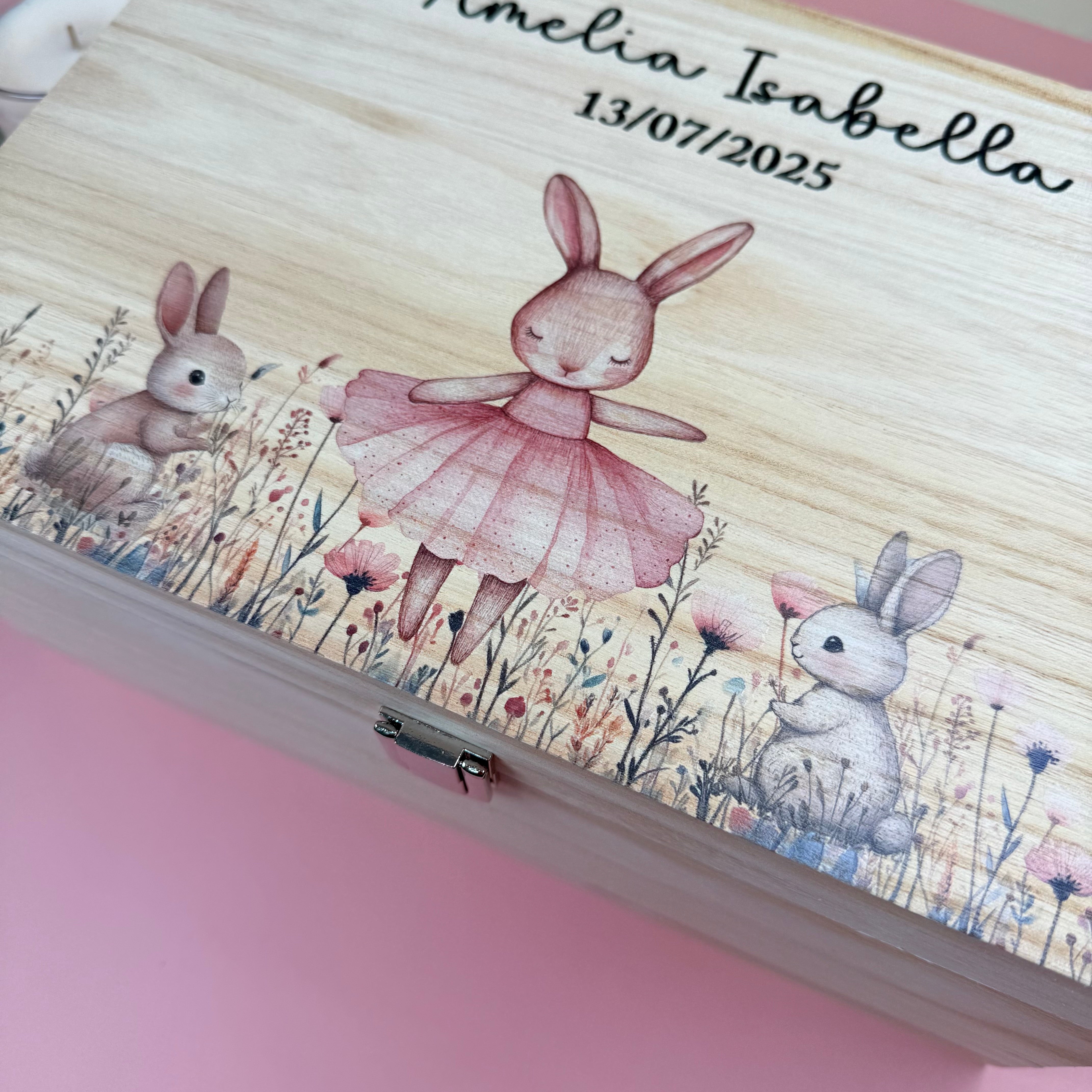 Keepsake Wooden Box - Cute Bunny