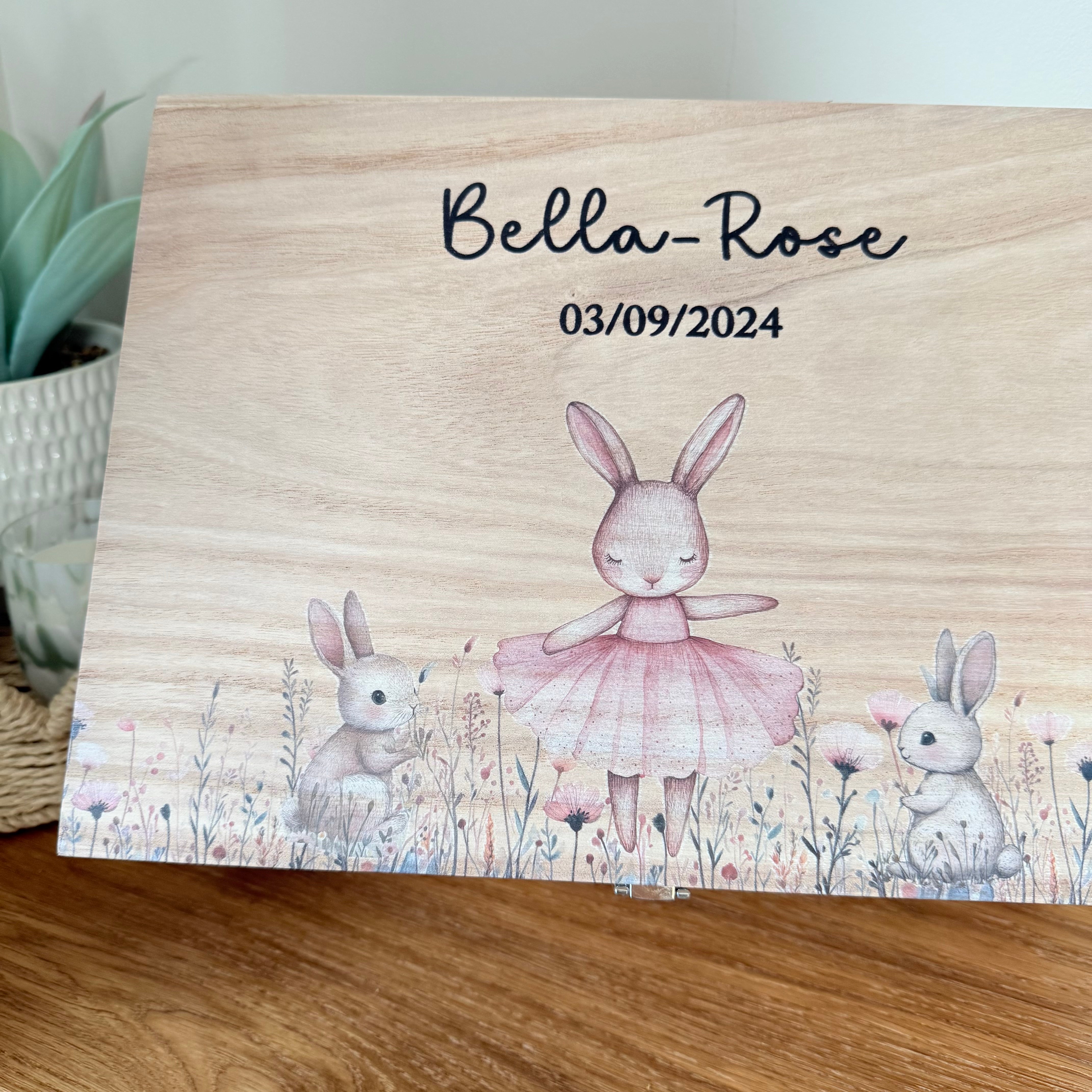 Keepsake Wooden Box - Cute Bunny