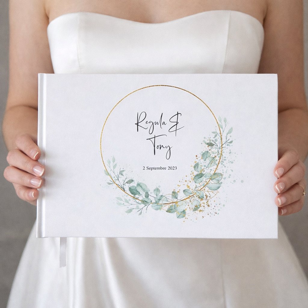Floral Gold Hoop Wedding Guest Book